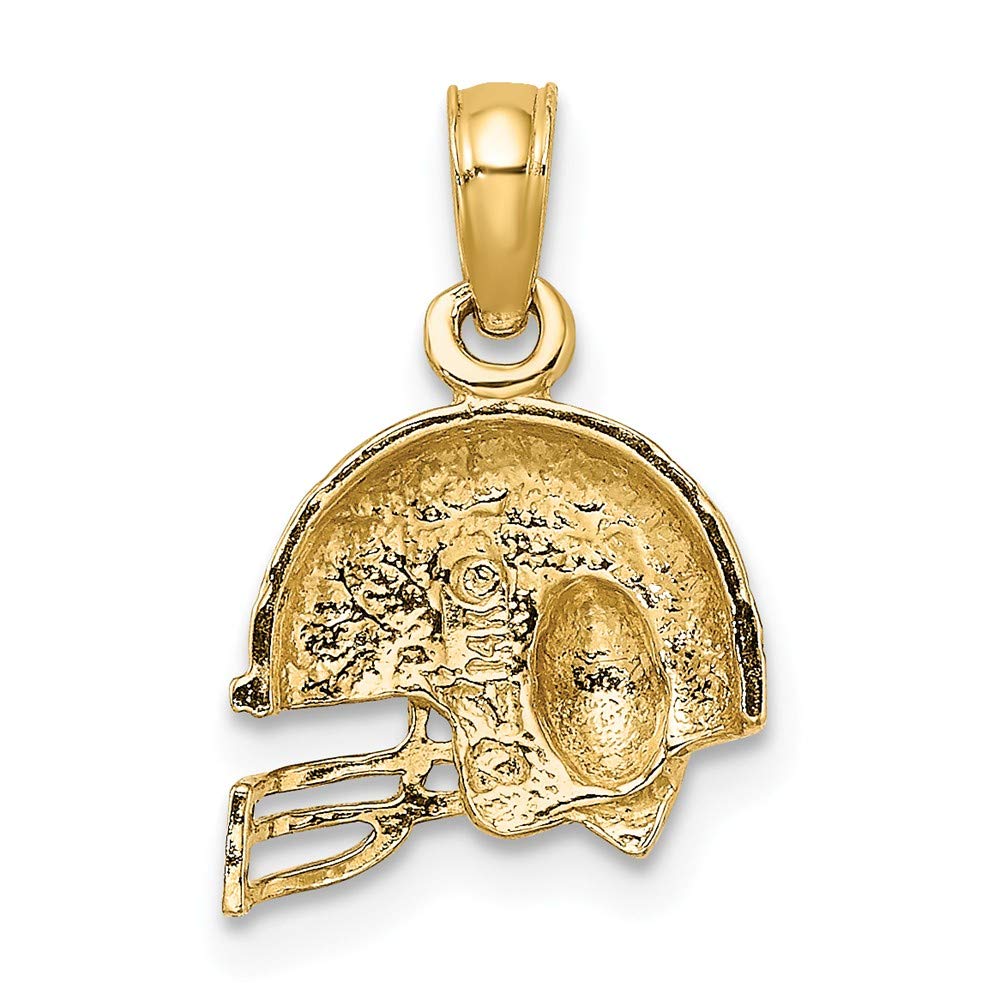 14K Yellow Gold Rhodium Plated Football Helmet Pendant with White Ball & Face Mask - Perfect for NFL Fans, Sports Jewelry Gifts, Game Day Accessories