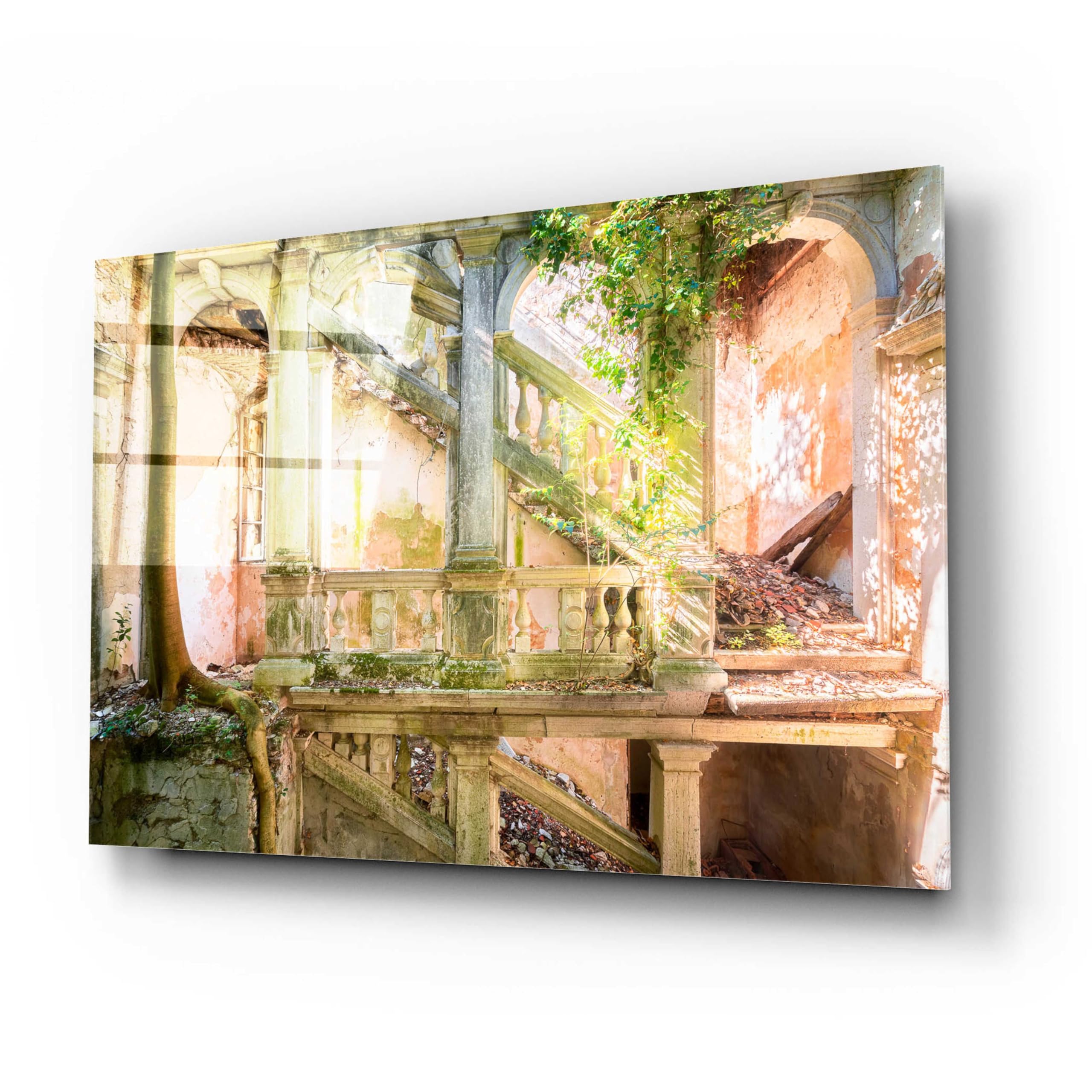 Roman Robroek 'Poetic Villa Ruin' Acrylic Glass Wall Art - 24x16 Inches Modern Abstract Painting for Living Room, Bedroom & Office Decor