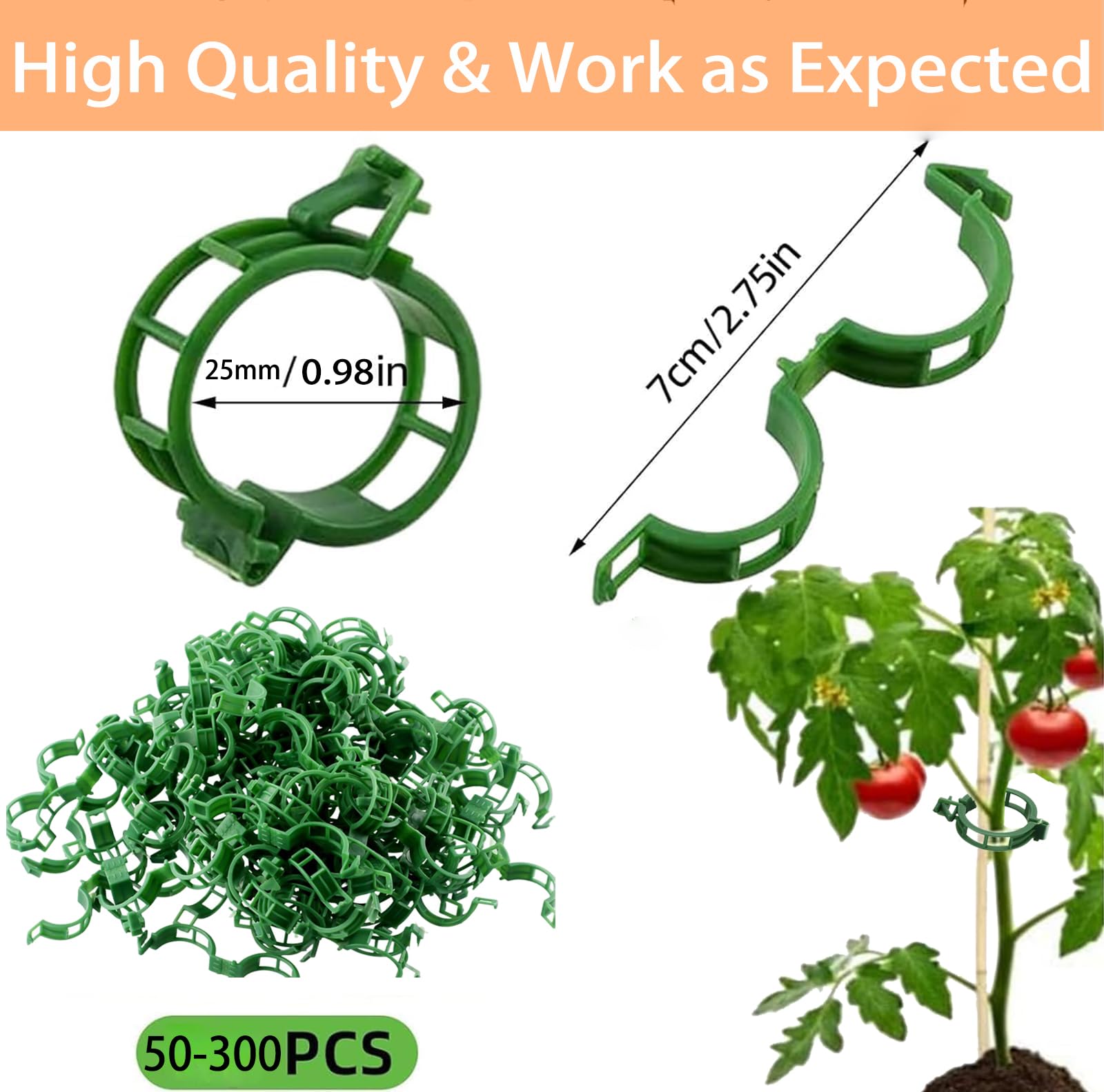 Upgraded Plastic Tomato Clips for Climbing Plants - Secure Plant Support Clips for Tomato Vines, Cucumbers & Garden Trellis | Durable Gardening Supplies for Indoor & Outdoor Use