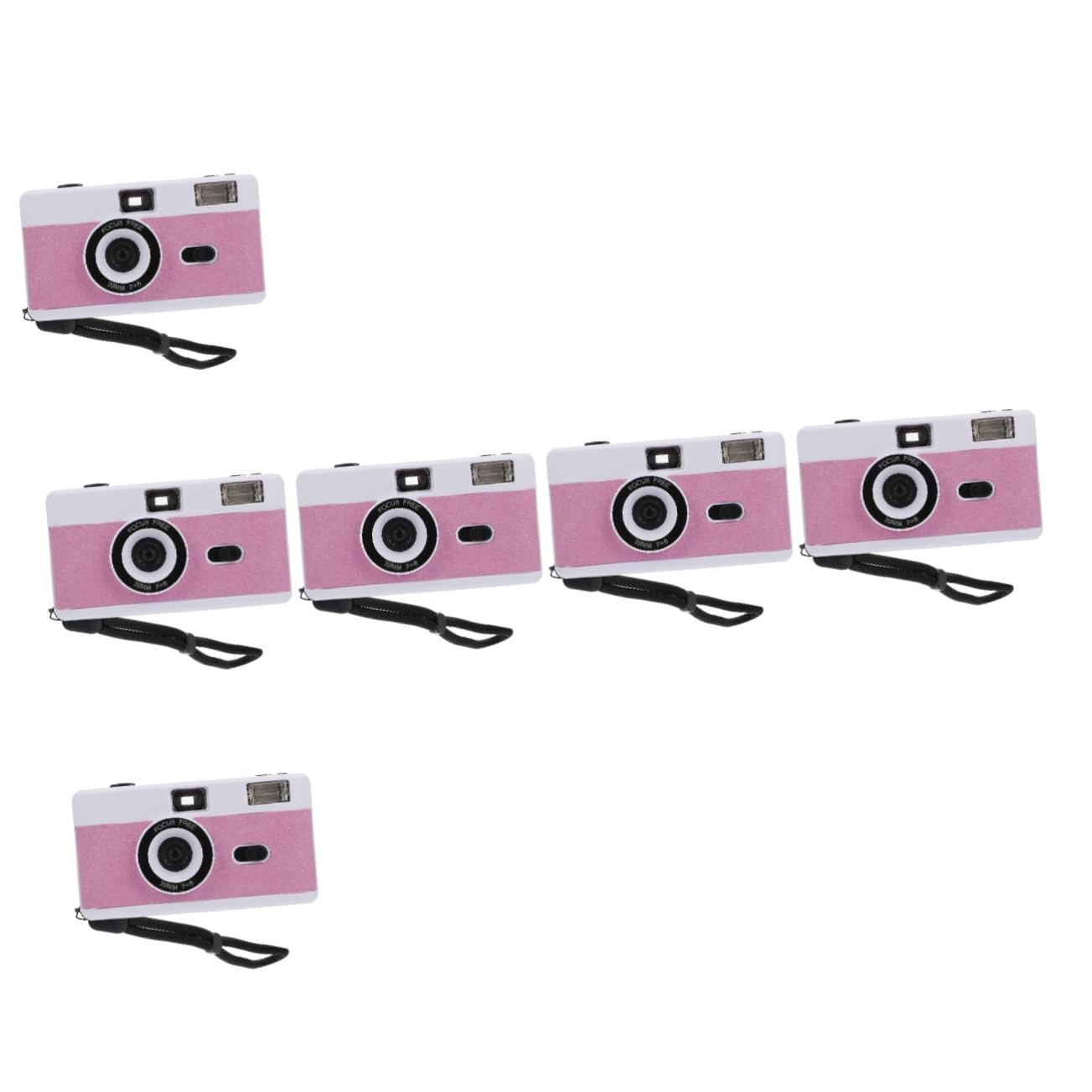 DOITOOL 6 Pack Retro Film Camera Set - Plastic Vintage Travel Camera with Built-in Flash, Portable Mini Reusable Camera for Kids & Adults, Macaron White ABS (Perfect for Travel, Parties, and Photography Enthusiasts)
