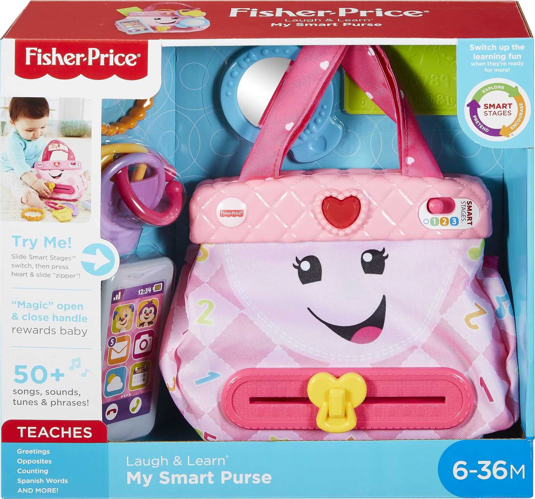Fisher-Price Laugh & Learn My Smart Purse - Interactive Baby Toy with Lights, Learning Songs & Smart Stages Technology for Infants & Toddlers 6+ Months - Perfect for Early Development & Pretend Play