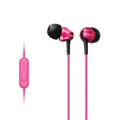 Sony MDR-EX100AP/P High-Fidelity In-Ear Headphones with Mic - Pink | Noise Isolating Earbuds for Music, Gaming & Calls | Perfect for Commuting, Workouts & Travel
