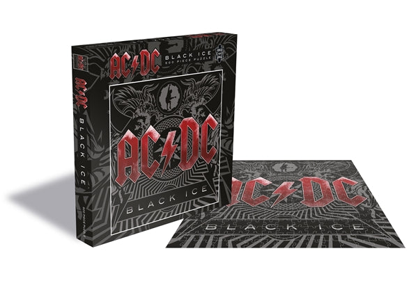 Black Ice 500 Piece AC/DC Jigsaw Puzzle for Adults - Rock Band Themed Challenging Puzzle Game for Home Decor, Gift & Relaxation
