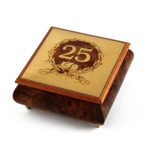 Handcrafted 30-Note Musical Jewelry Box with Ornament Frame - 25th Anniversary or Birthday Gift - Plays Fur Elise & Other Classic Songs - Perfect for Jewelry Storage & Special Occasions