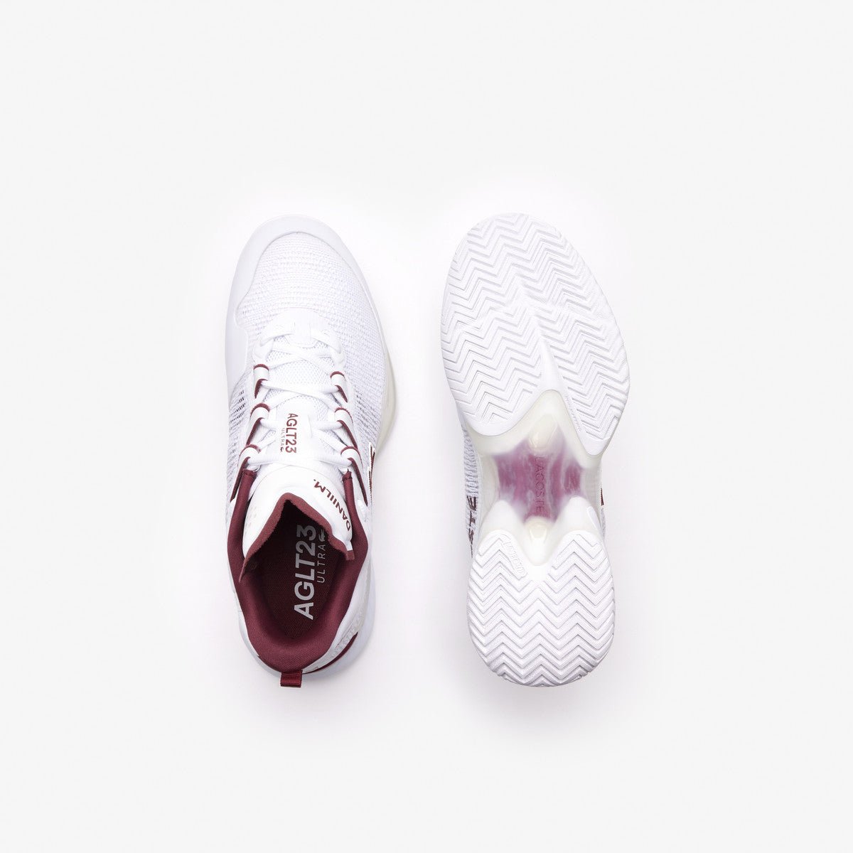 Lacoste AG LT23 Ultra Medvedev Men's Tennis Shoes - White & Burgundy | Lightweight Performance Sneakers for Tennis & Casual Wear