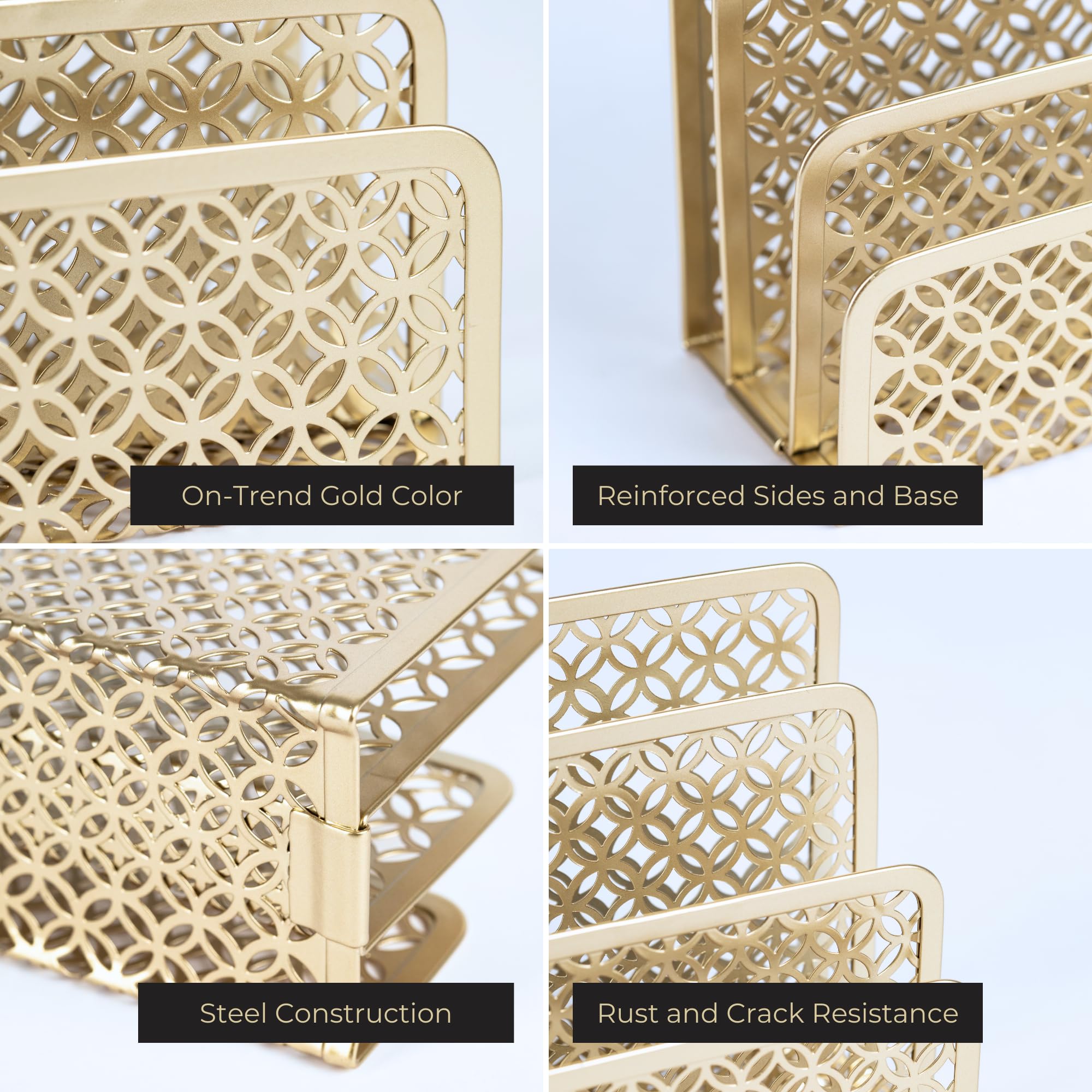 BLU MONACO Gold Mail Organizer - Desk Letter & Bill Holder for Home Office