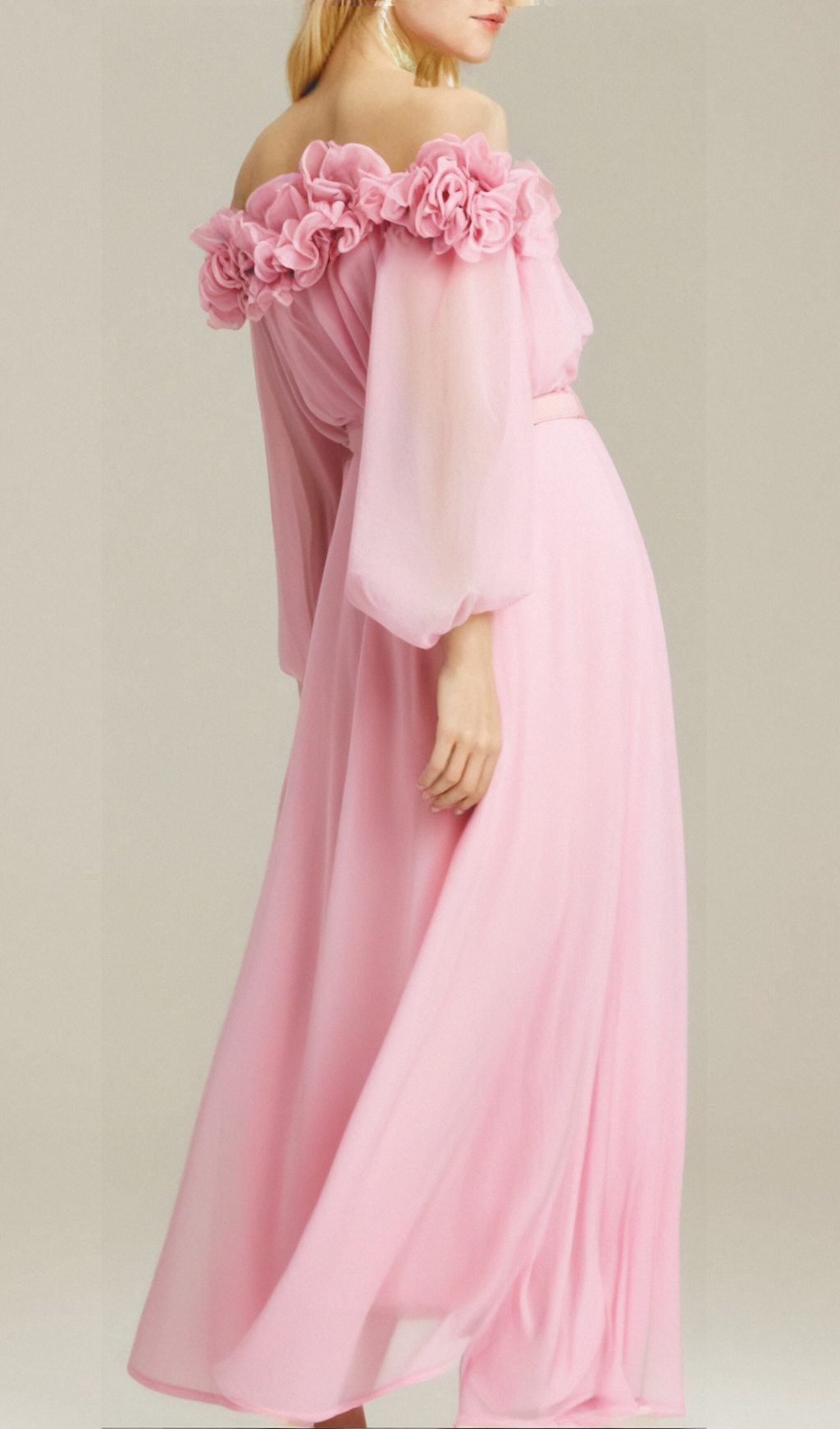 Ascella Floral Shoulder Maxi Dress in Pink - Elegant Summer Beach Wedding Party Dress for Women