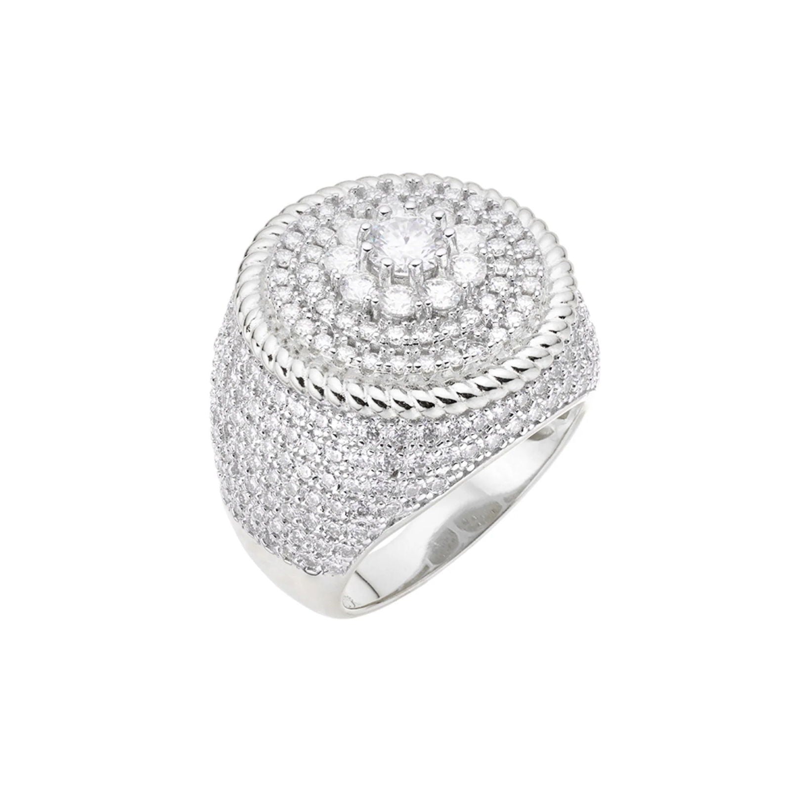 Men's Moissanite Diamond Round Cluster Iced Designer Ring - Elegant Wedding Band, Anniversary Gift, or Fashion Statement for Special Occasions