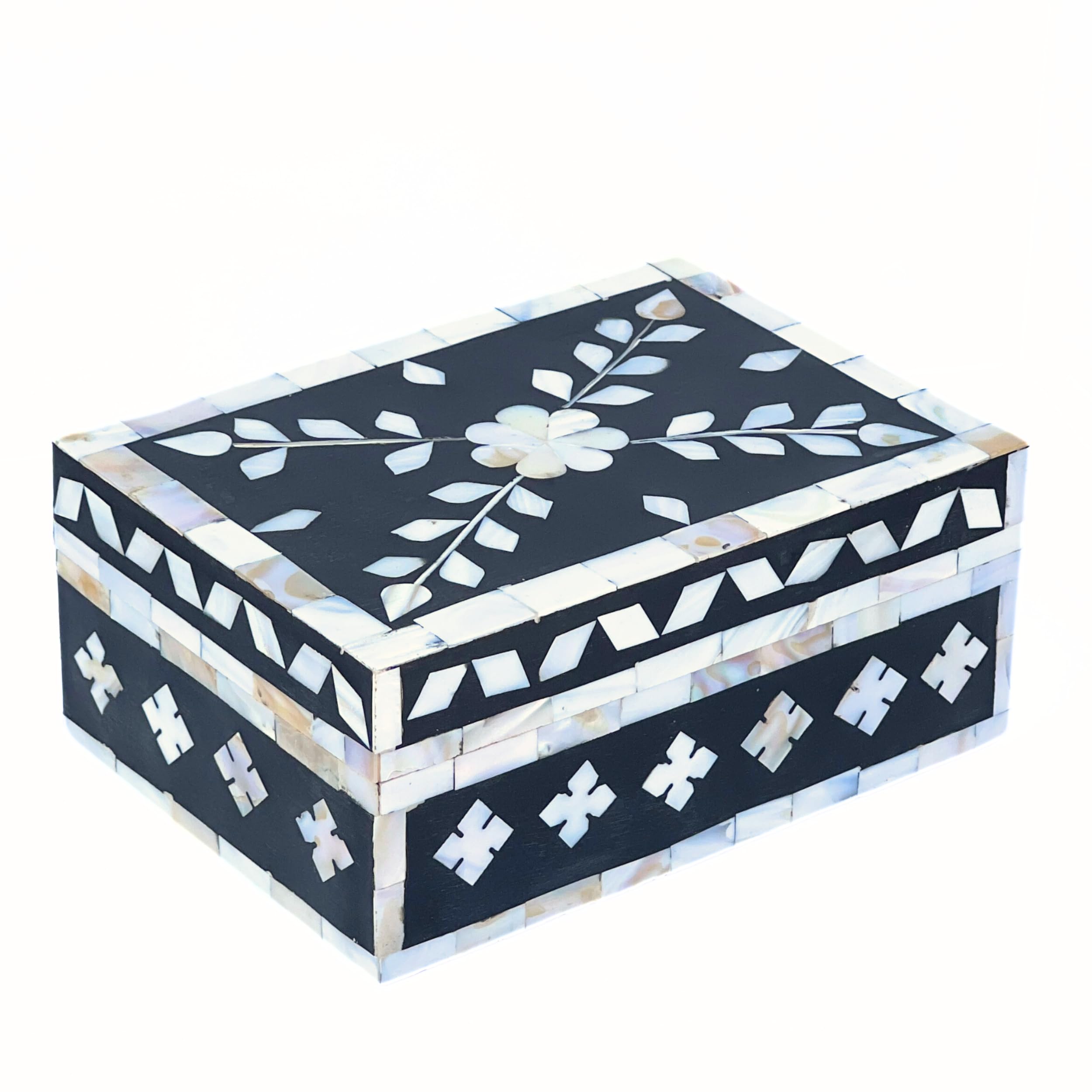 Handcrafted Bone Inlay Decorative Box with Floral Design - Multipurpose Storage Keepsake Box for Jewelry, Trinkets & Home Decor | Perfect for Gift Giving, Vanity Organizer & Boho Home Decor