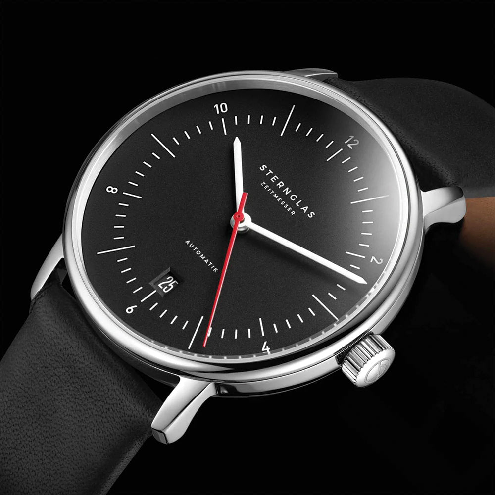 Naos Automatic 38mm Men's Watch - Black Dial with Genuine Leather Strap - Classic Dress Watch for Business, Office & Formal Occasions