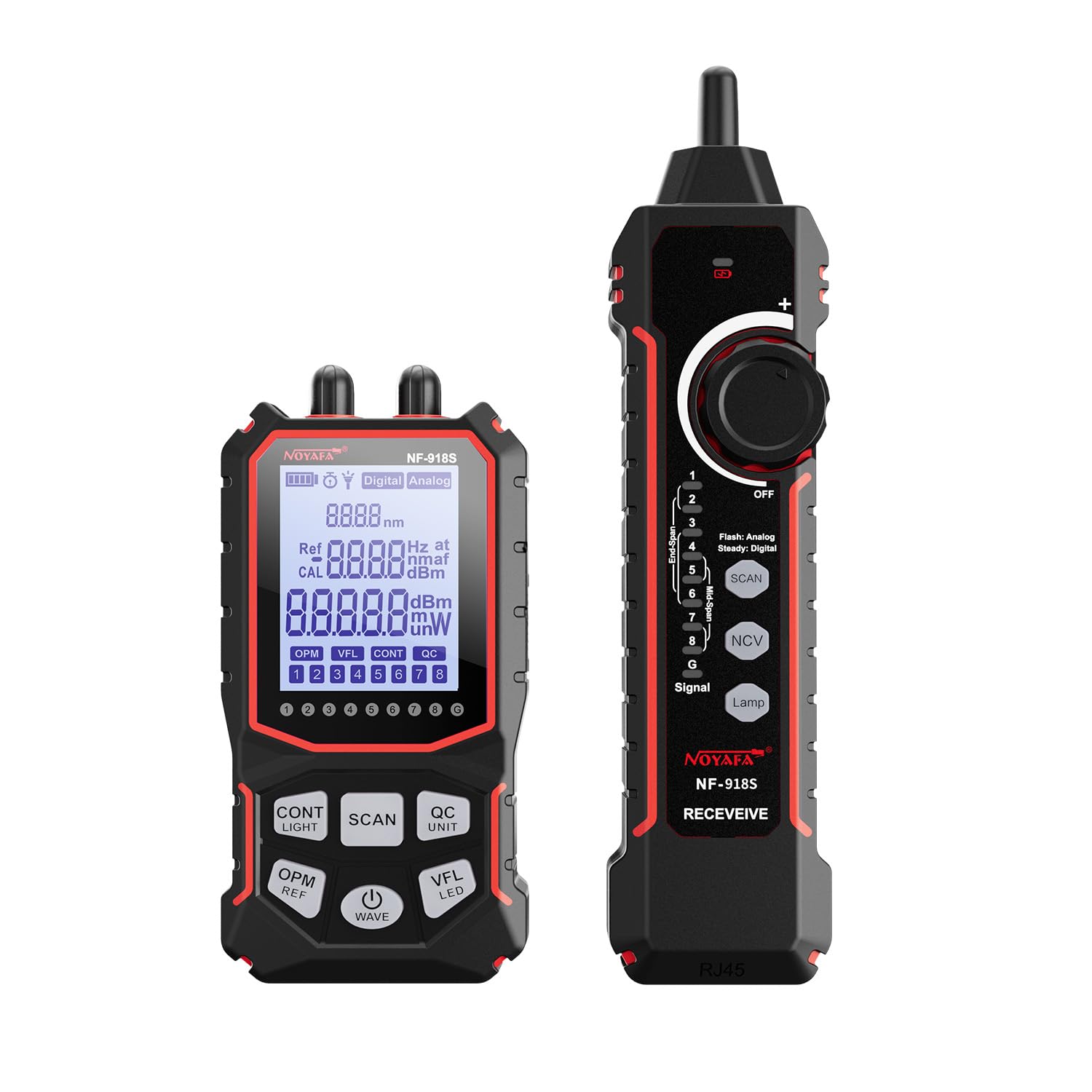 NOYAFA NF-918S Professional Network Cable Tester with 6-Wavelength Optical Power Meter | Ethernet RJ45 Cable Toner | 10mW Visual Fault Locator & PoE Tester | Ideal for Network Installation, Maintenance & Troubleshooting