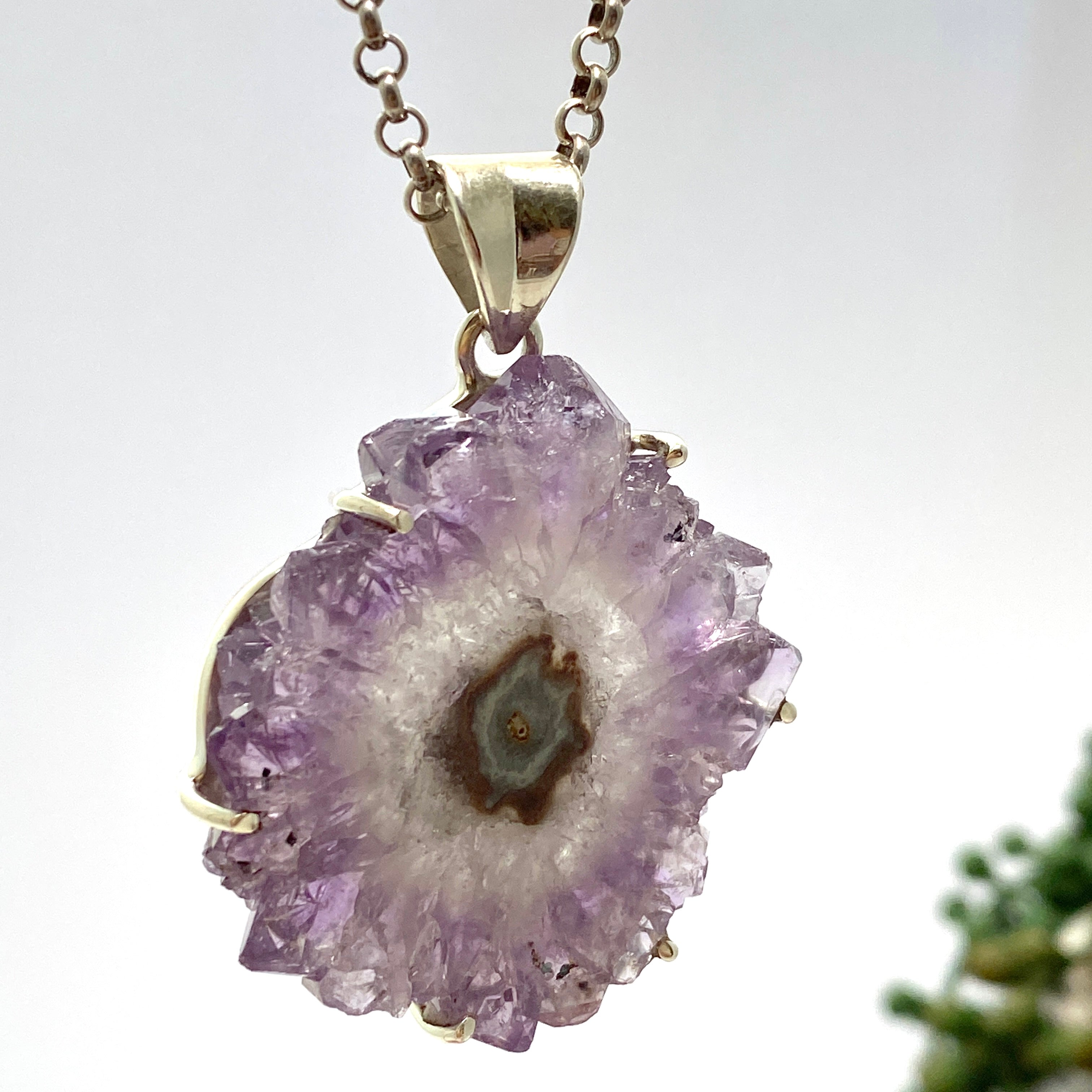 52mm Amethyst Stalactite Pendant Necklace - Natural Crystal Jewelry for Women, Spiritual Healing & Meditation Accessory | Perfect for Yoga, Reiki, and Energy Balancing