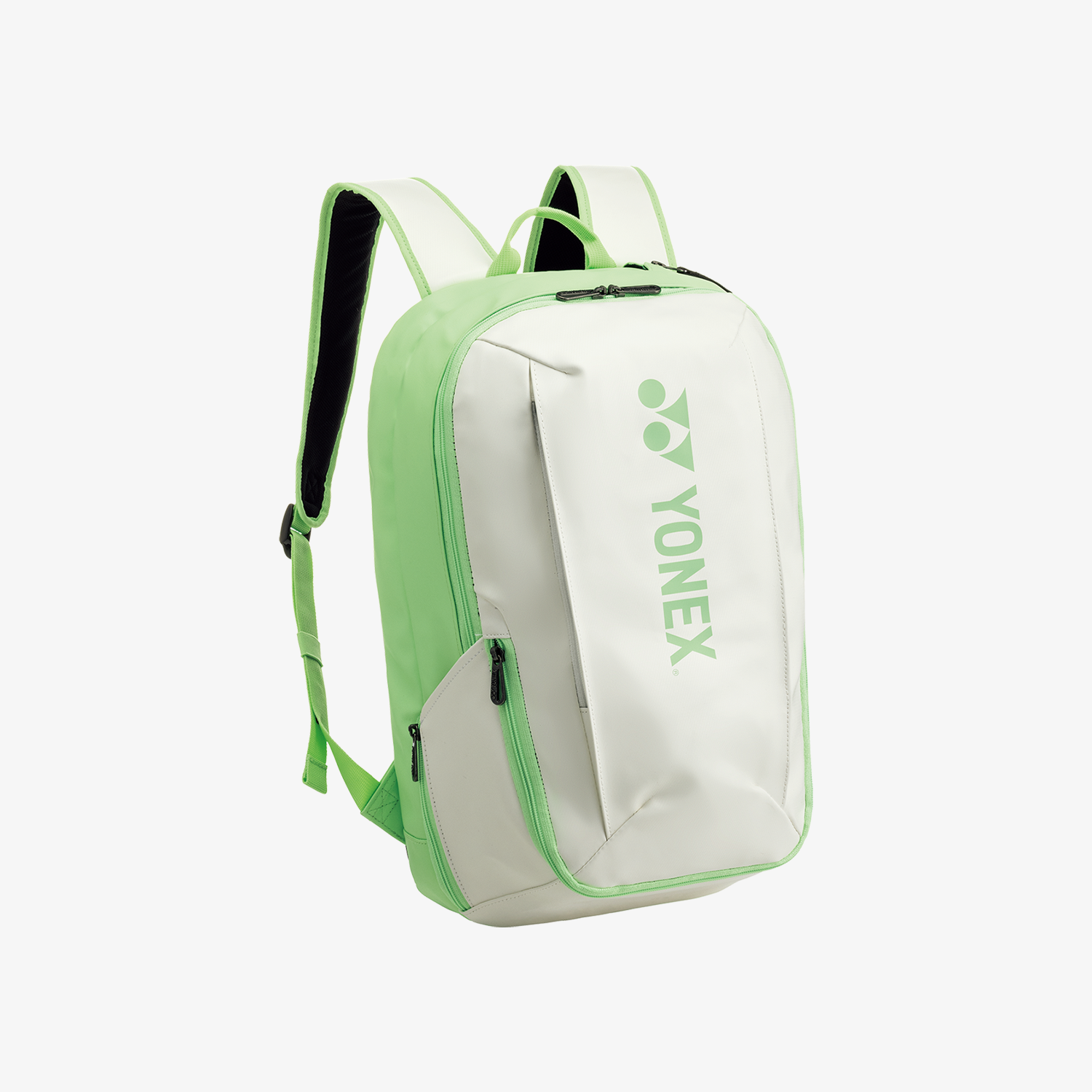 Yonex BAG82412WG Active Backpack for Badminton & Tennis - Lightweight Sports Bag with Ventilated Back Panel, White/Green - Perfect for Gym, Travel & School