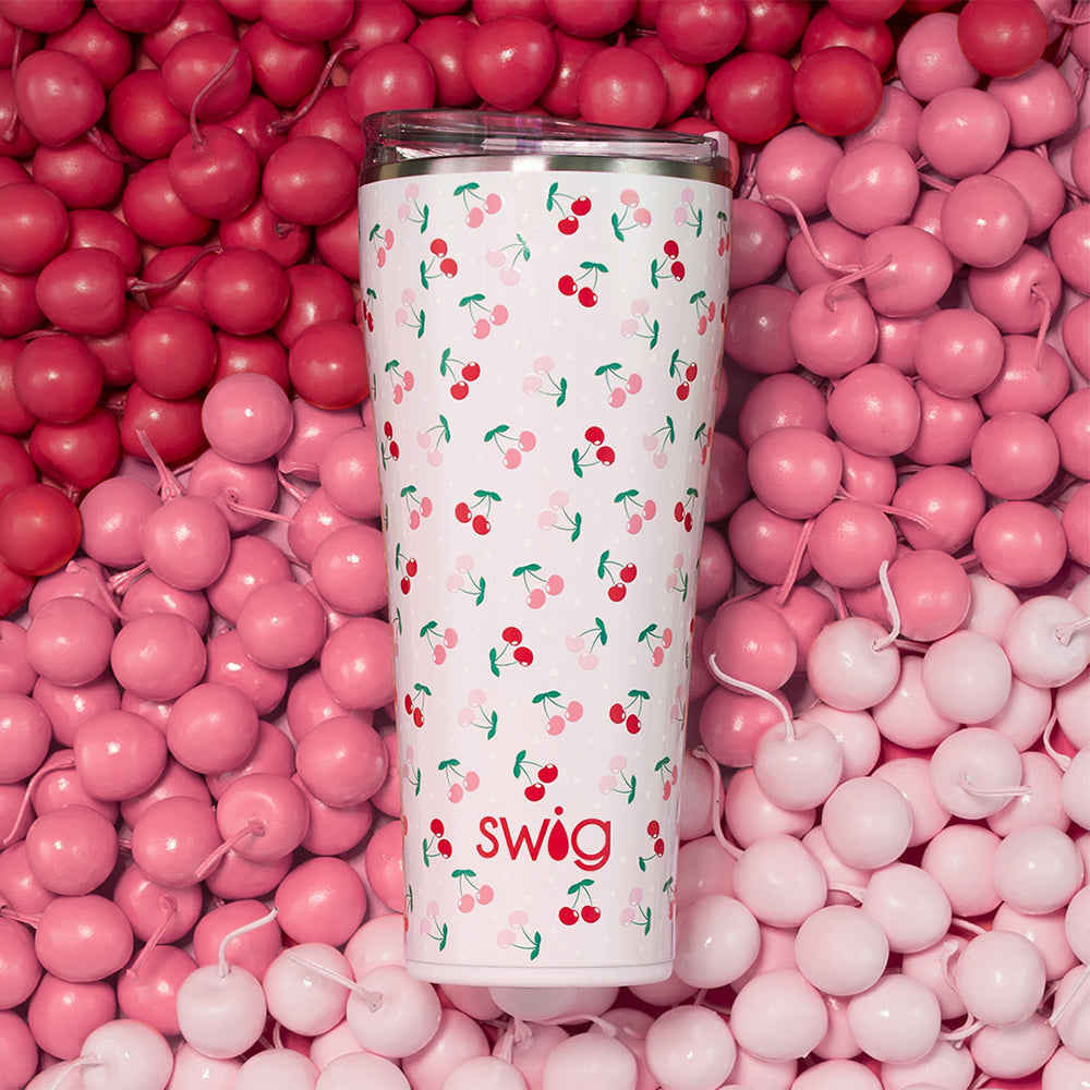 32oz Cherry Pie Tumbler with Lid and Straw - Insulated Stainless Steel Travel Mug for Hot & Cold Drinks - Perfect for Coffee, Tea, Smoothies, Hiking, Camping and Office Use