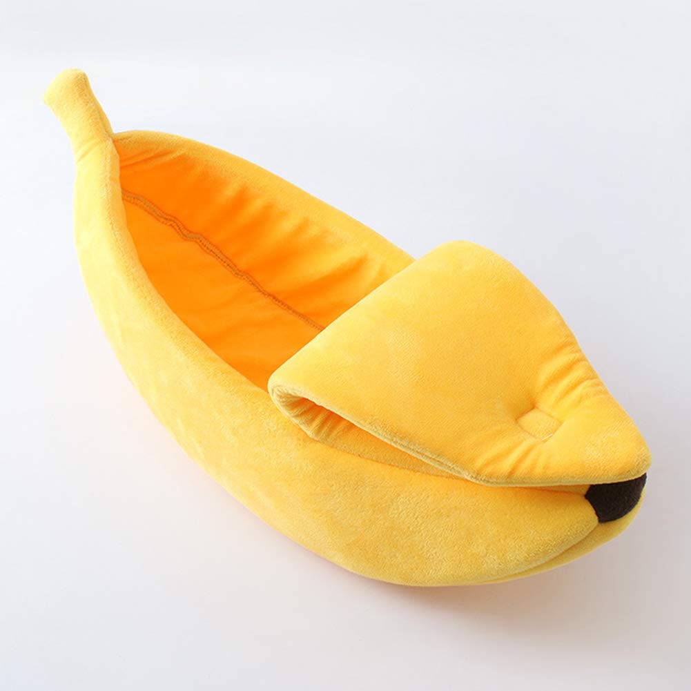 Soft Banana-Shaped Cat Bed - Cozy Pet Cuddle House for Cats & Small Dogs | Cute Yellow Pet Supplies for Kittens & Puppies | Perfect for Indoor Napping, Lounging & Photo Shoots