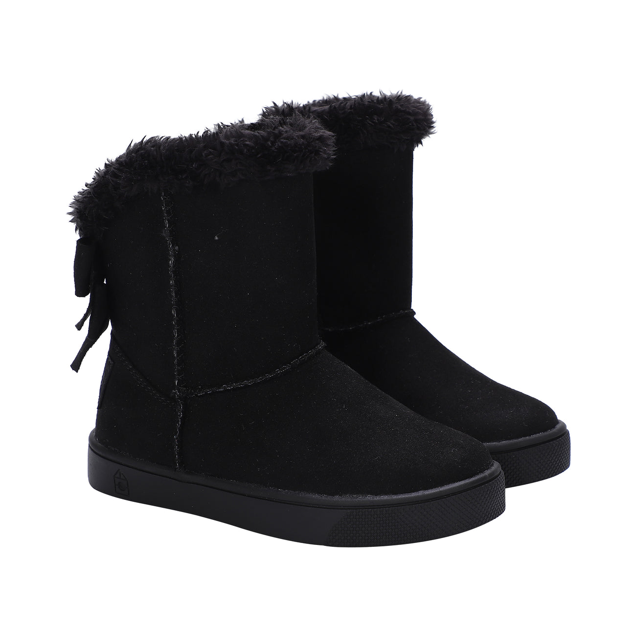 Daniela Faux Fur Winter Boots with Bow Decor - Women's Black Ankle Boots for Casual Outfits & Cold Weather Fashion