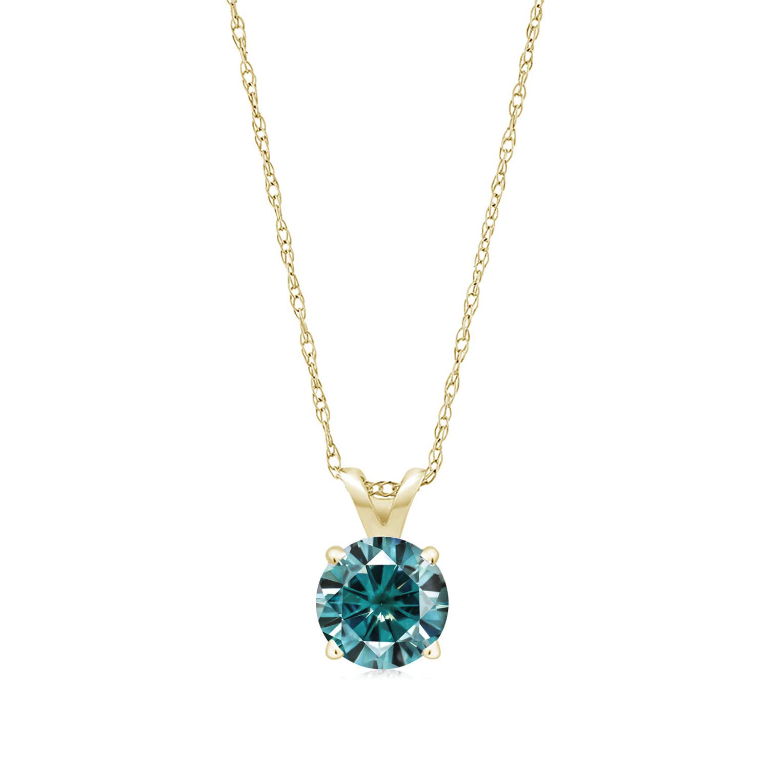 14K Yellow Gold Round 5MM Birthstone Solitaire Pendant Necklace for Women - Gemstone Jewelry with 18 Inch Chain | Fine Gold Necklace Gift for Mom, Wife & Her | Perfect for Birthdays, Anniversaries & Special Occasions