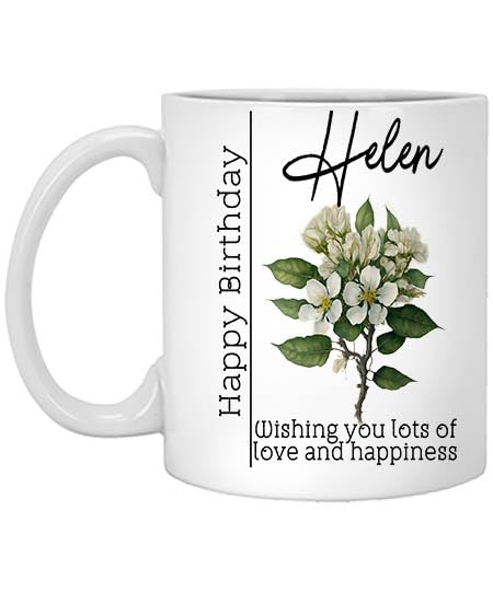 Personalized Birth Flower Mug with Name 