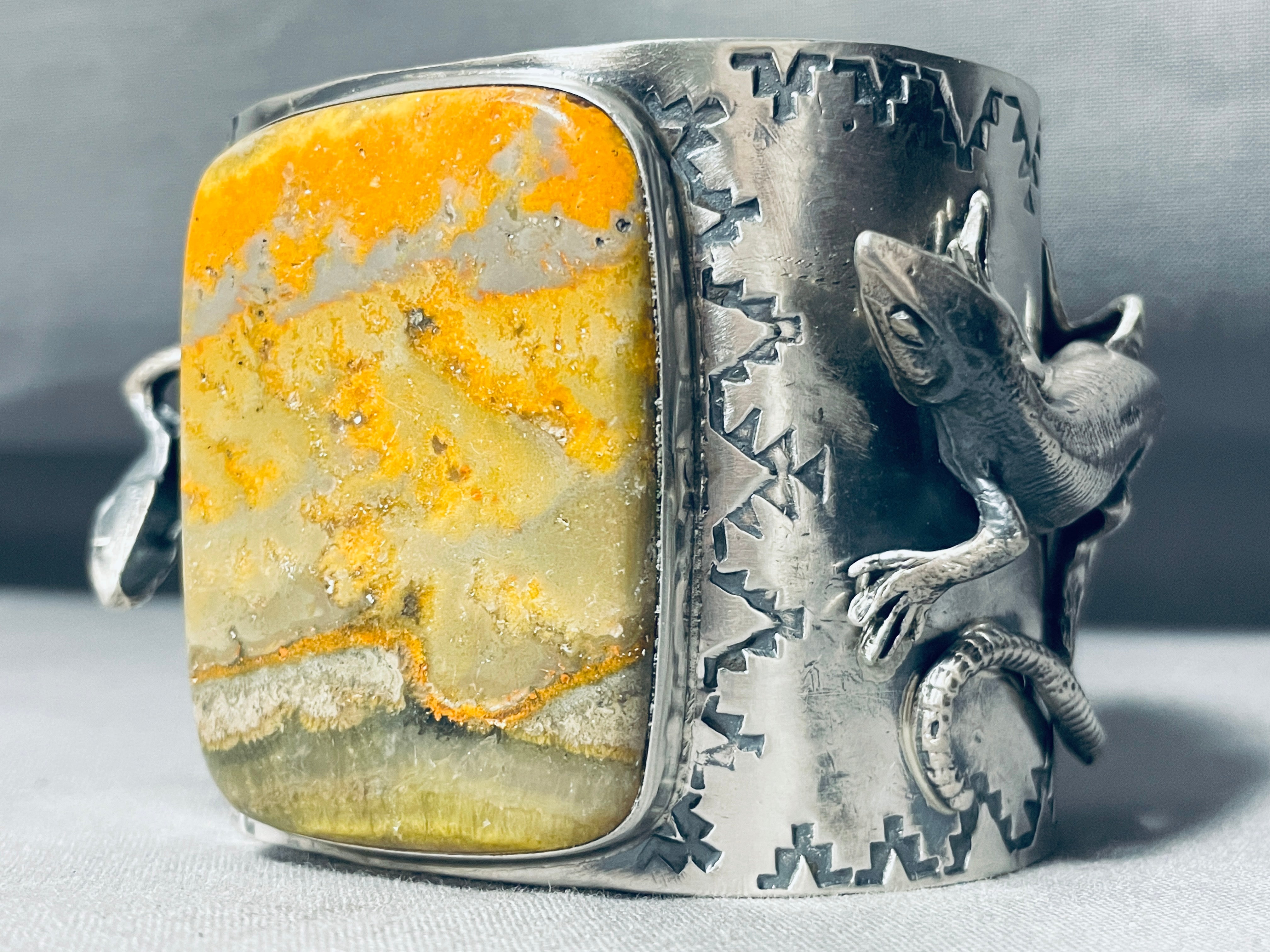 131 Grams Yellow Jasper Sterling Silver Bracelet for Women - Large San Felipe Gemstone Jewelry for Healing, Meditation & Spiritual Protection