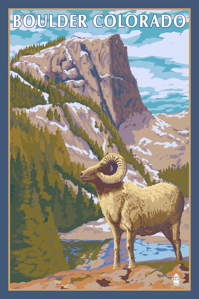 Big Horn Sheep Boulder Colorado - 16x24 Gallery Quality Metal Wall Art, Aluminum Home Decor for Living Room, Office & Cabin