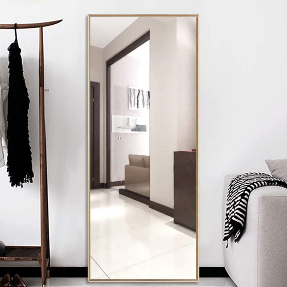 NeuType Full Length Mirror 60x20 Inches - Large Rectangle Dressing Mirror for Bedroom, Wall-Mounted or Leaning Floor Mirror with Gold Frame | Perfect for Outfit Checks, Home Decor & Selfie Background