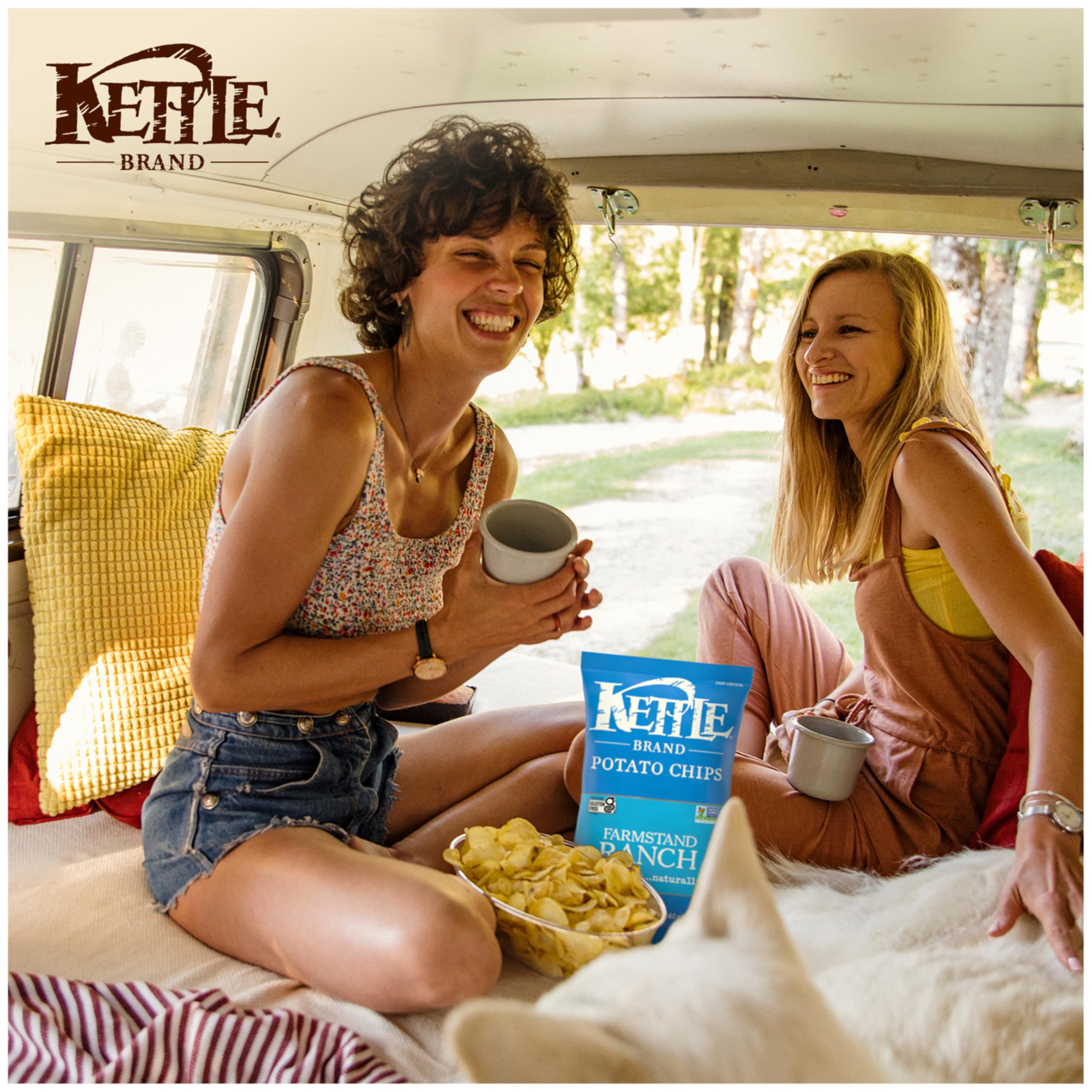 Kettle Brand Farmstand Ranch Kettle Cooked Potato Chips - 7.5 Oz Bag | Crunchy Snack for Parties, Picnics & Movie Nights