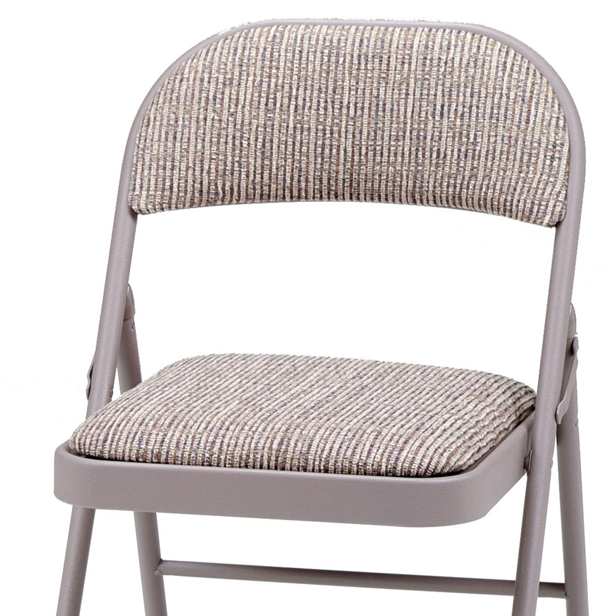 MECO 4 Pack Padded Folding Chairs - Comfortable Fabric Foldable Card Table Chairs with Chicory Lace Design for Dining, Parties, and Outdoor Events