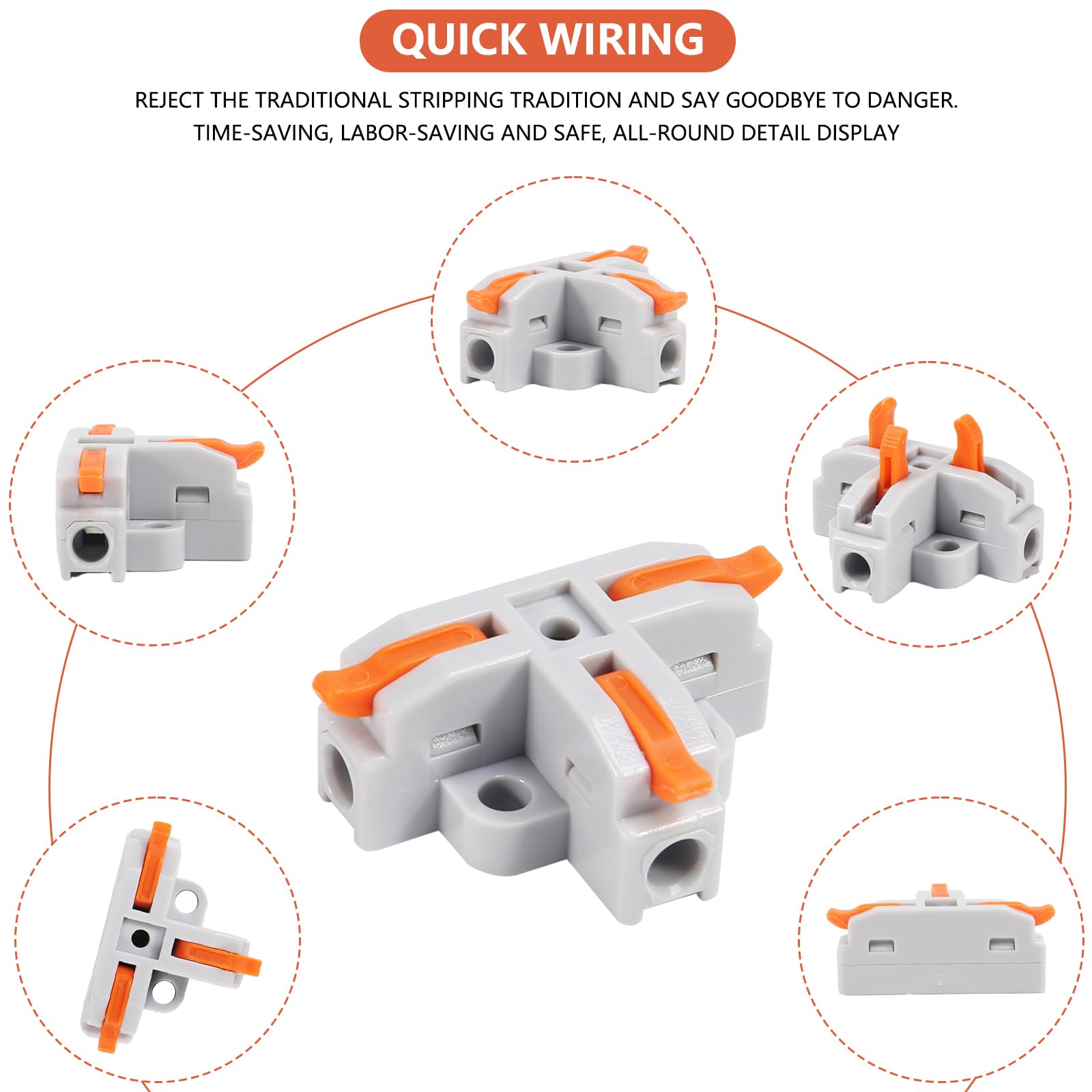 20pcs T-Shape Lever Nut Wire Connectors - Compact Quick Connect Terminals for Electrical Wiring, Splice & Secure Connections - Ideal for DIY Projects, Home Electrical Repairs & Automotive Wiring
