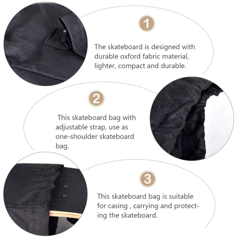 BESPORTBLE Adjustable Skateboard Backpack - Durable Carry Bag for Longboard, Dance Board & Kids Skateboard - Hands-Free Shoulder Strap (Black) - Perfect for Commuting, School & Skate Park Adventures
