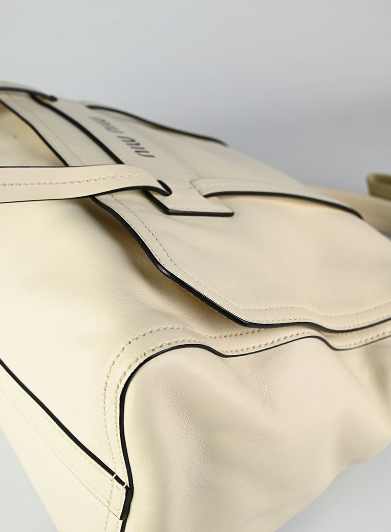 Miu Miu Grace Lux White Leather Handbag for Women - Elegant Designer Shoulder Bag for Work, Office & Special Occasions