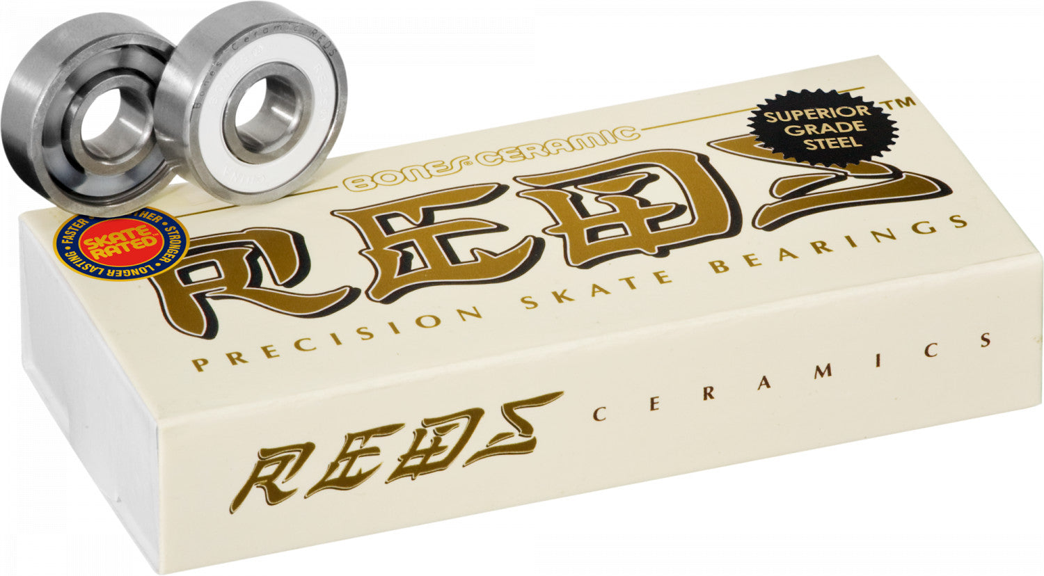 Bones Ceramic Super Reds 8mm Skateboard Bearings - High Speed Precision Bearings for Skateboards, Longboards & Roller Skates