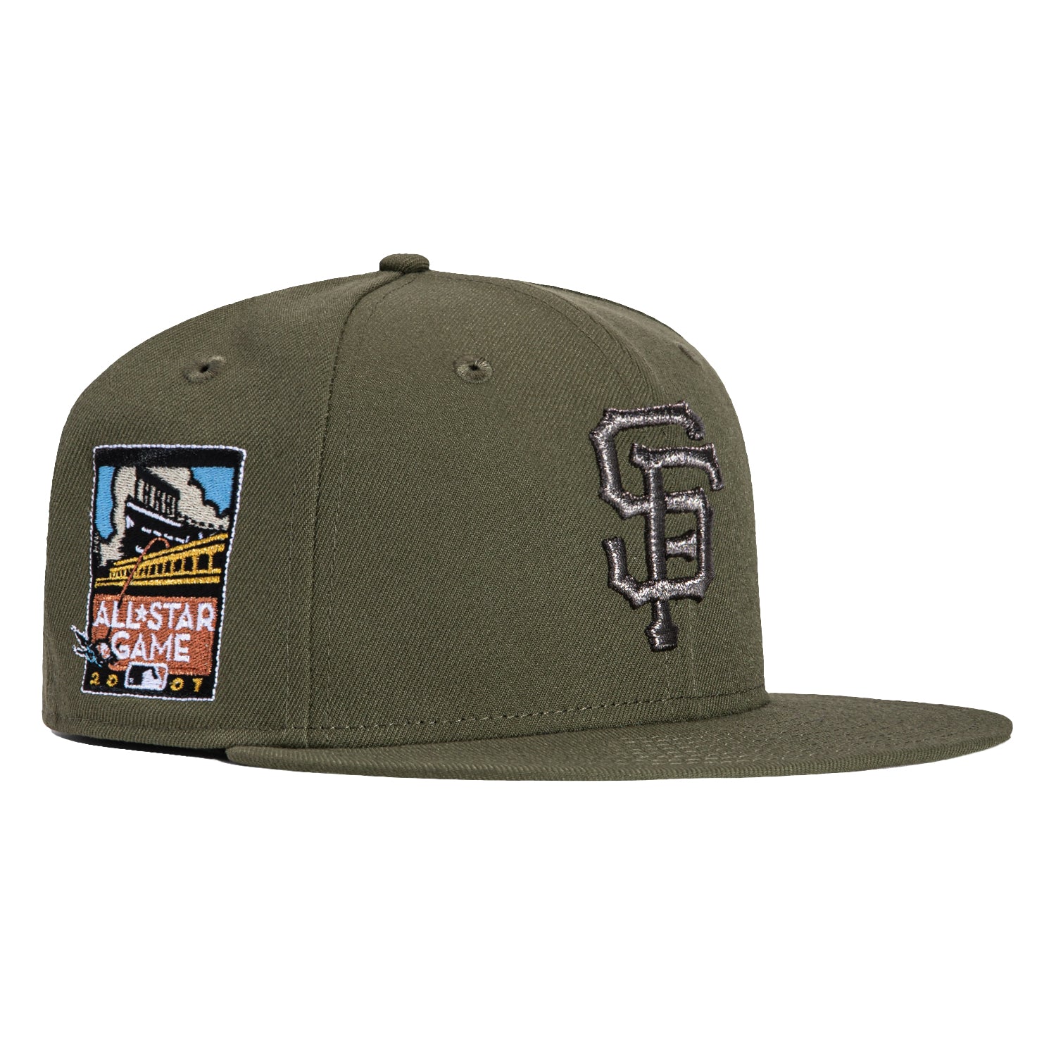 New Era 59Fifty San Francisco Giants 2007 All Star Game Patch Baseball Cap - Olive Green Adjustable Snapback Hat for Men & Women - Perfect for Baseball Games, Sports Events & Streetwear Fashion