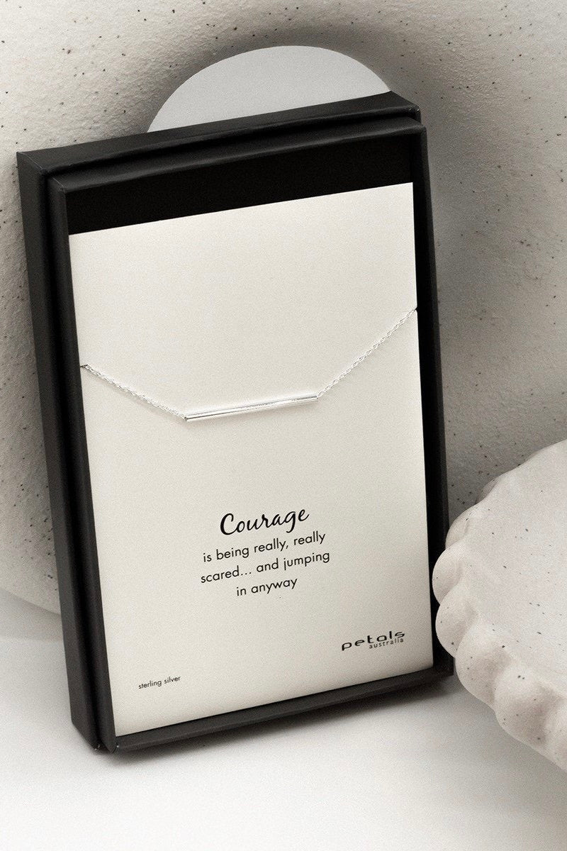 Courage Bar EOL Sterling Silver Necklace for Women - Elegant 925 Silver Pendant Necklace with Inspirational Message - Perfect for Gifts, Daily Wear & Special Occasions