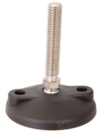 3.10 Inch Diameter Nylon Leveling Pads with 1/2-13 Threads & Lag Screw Holes - 3.60 Inch Length, 2000 Lbs Max Load - Heavy Duty Swivel Stud Style for Furniture, Machinery & Equipment Leveling
