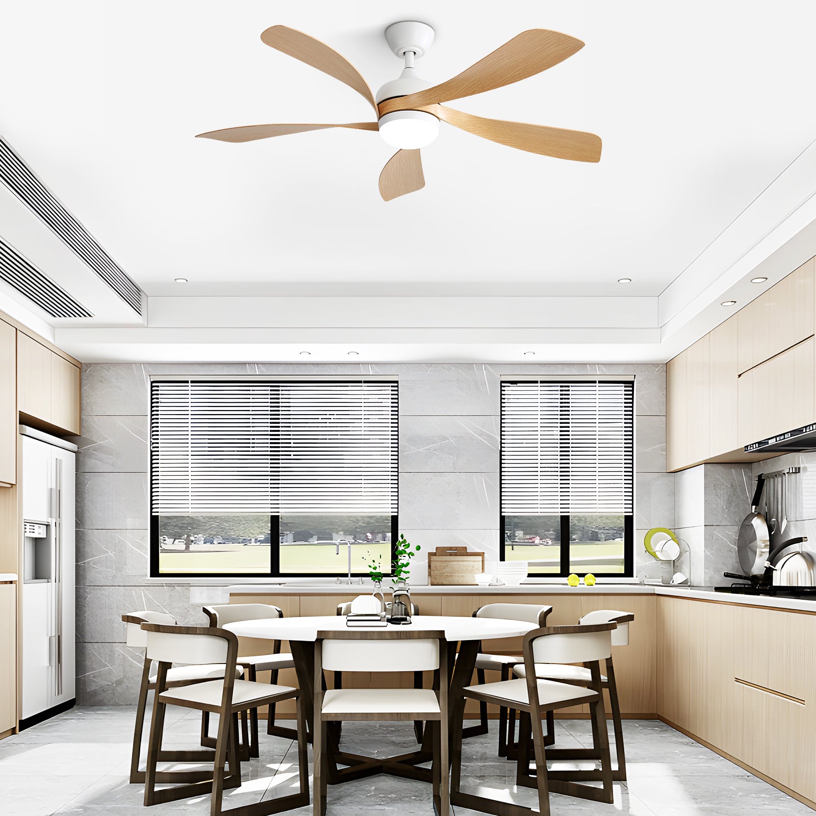 52 Inch Modern Ceiling Fan with 3-Color Dimmable LED Light, 5 ABS Blades, Remote Control, Reversible DC Motor - Perfect for Living Room, Bedroom, and Office Spaces