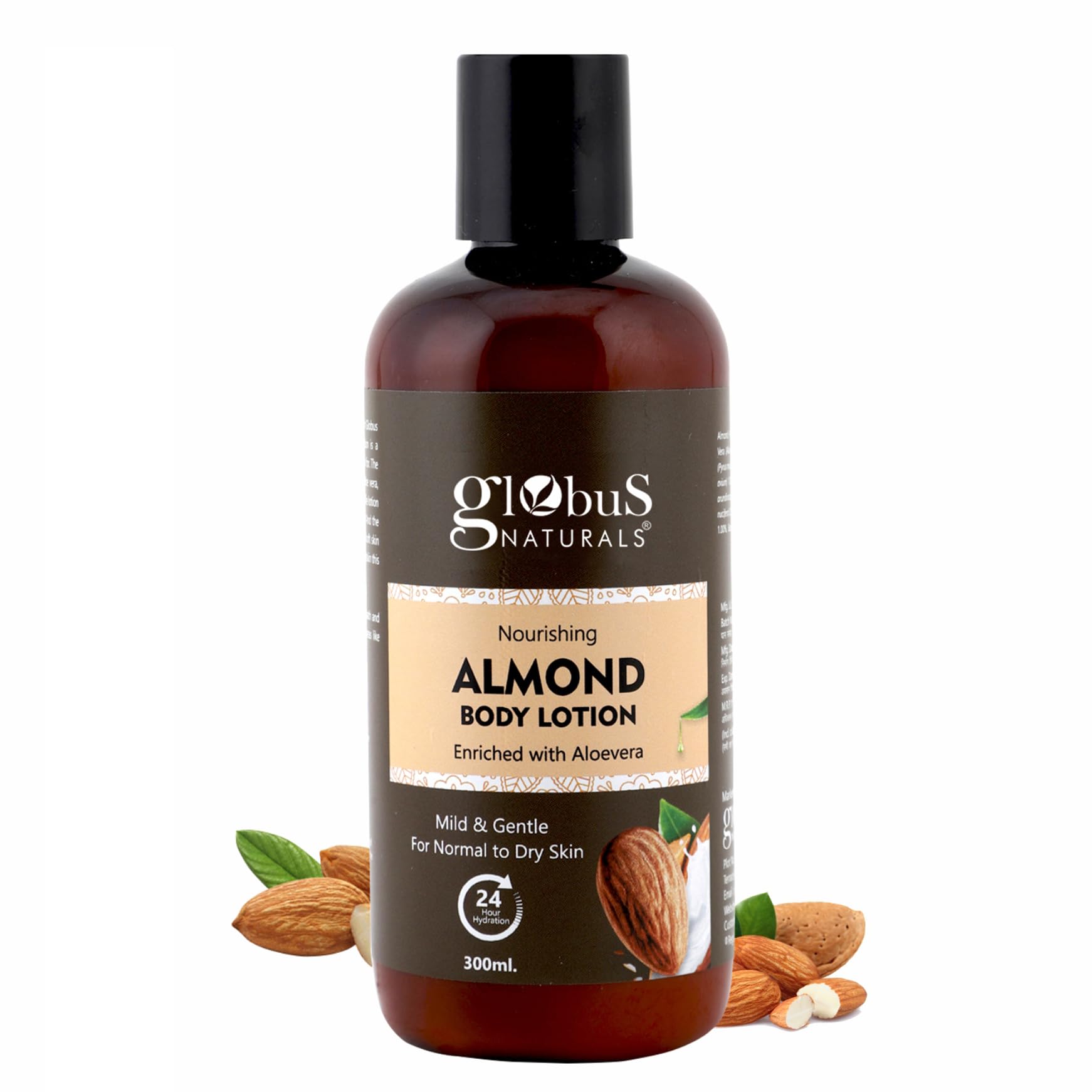 Globus Naturals Nourishing Almond Body Lotion 300ml - Deep Hydration for Dry Skin | Perfect for Daily Moisturizing & After-Shower Care