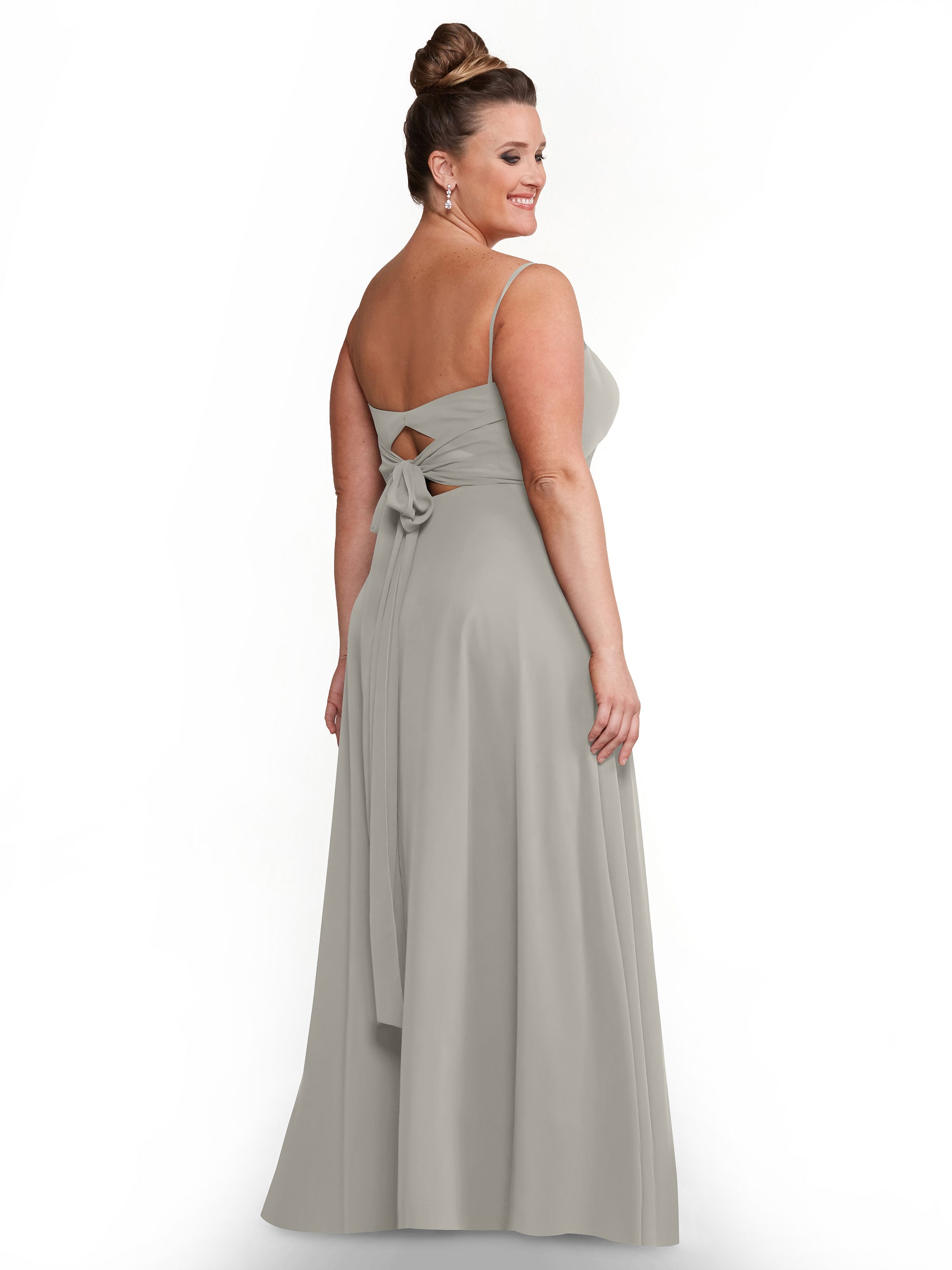 Elegant A-Line Bridesmaid Dress with Flowy Chiffon Skirt and Thigh Slit - Perfect for Weddings, Formal Events & Special Occasions