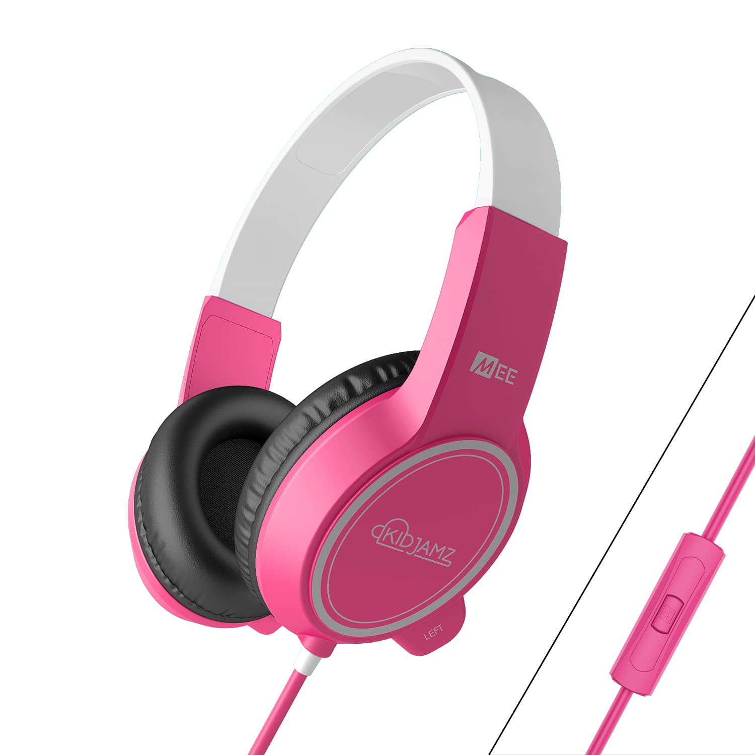 **MEE audio KidJamz 3 Kids Safe Listening Headphones with Volume Limiter & Built-in Mic - Adjustable On-Ear Headset, 3.5mm Jack & Tangle-Free Cord for Online Learning, School, Travel, Tablet - Perfect for Virtual Classes, Airplane Trips & Home Study**