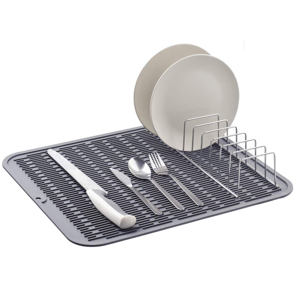 SANNO Plastic Utensil Drying Rack - Silverware Storage Holder for Dish Rack Over Sink - Chopsticks Spoon Fork Knife Drainer Basket - Flatware Organizer (White, 7.75