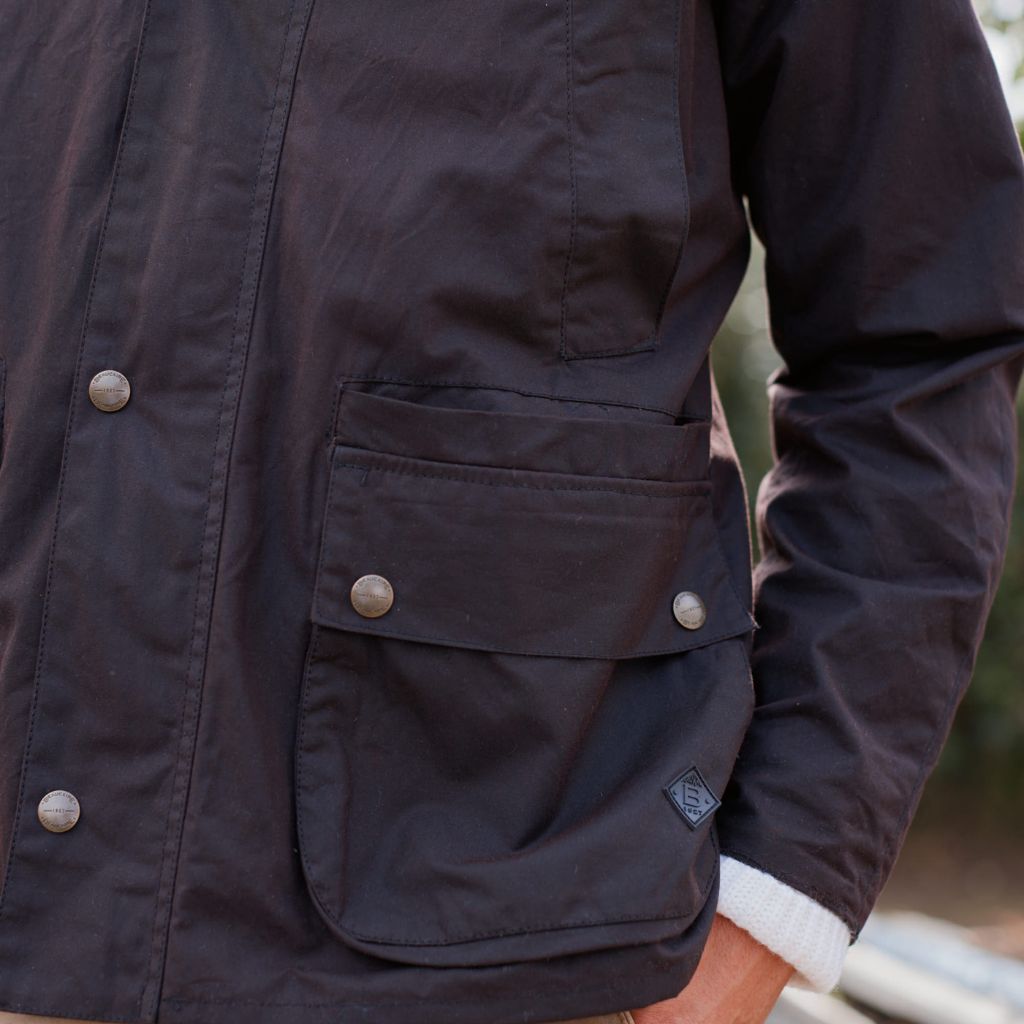Beaucaire Eastwood Men's Waxed Cotton Jacket - Brown, Waterproof & Windproof Outdoor Coat for Hiking, Camping & Casual Wear
