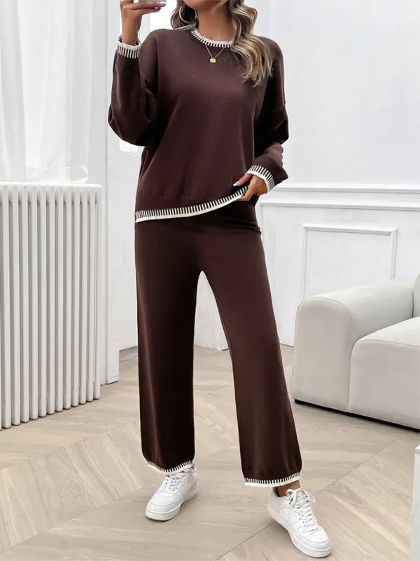 Comfortable Women's Casual Knit Two Piece Set - Lounge & Travel Outfit for Relaxing at Home or Vacation