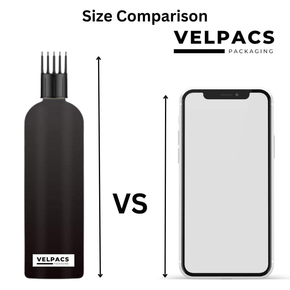 Velpacs 200ml Empty Black Plastic Root Applicator Bottle with Comb Head for Hair Dye, Oil, Rosemary Tea, Shampoo Application | Travel-Friendly Hair Care & Styling Tools | Pack of 3 for Salon, Home Use & On-the-Go Touch Ups