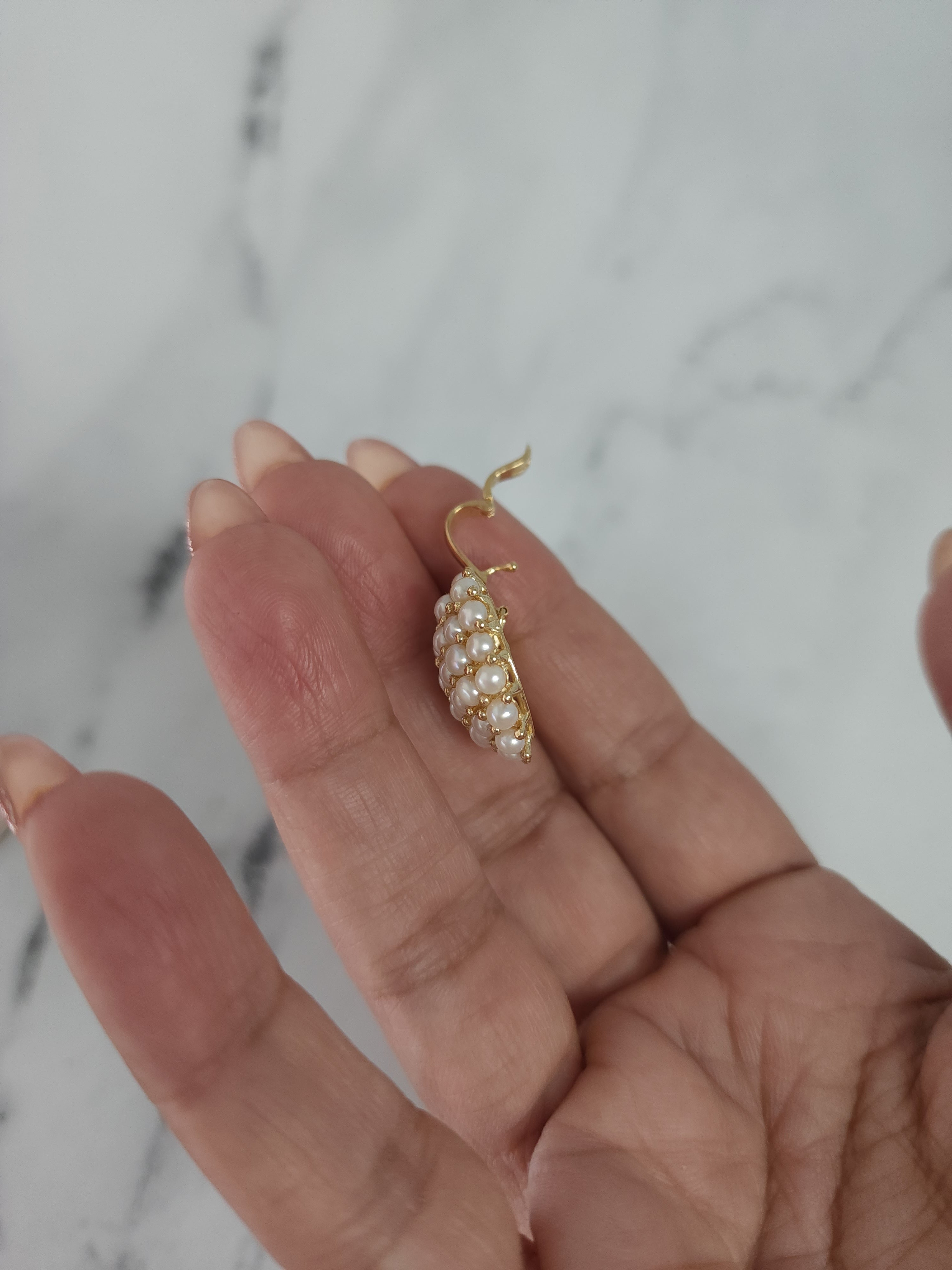 14K Yellow Gold Large Pearl Cluster Necklace - Elegant Bridal Jewelry & Wedding Gift for Women