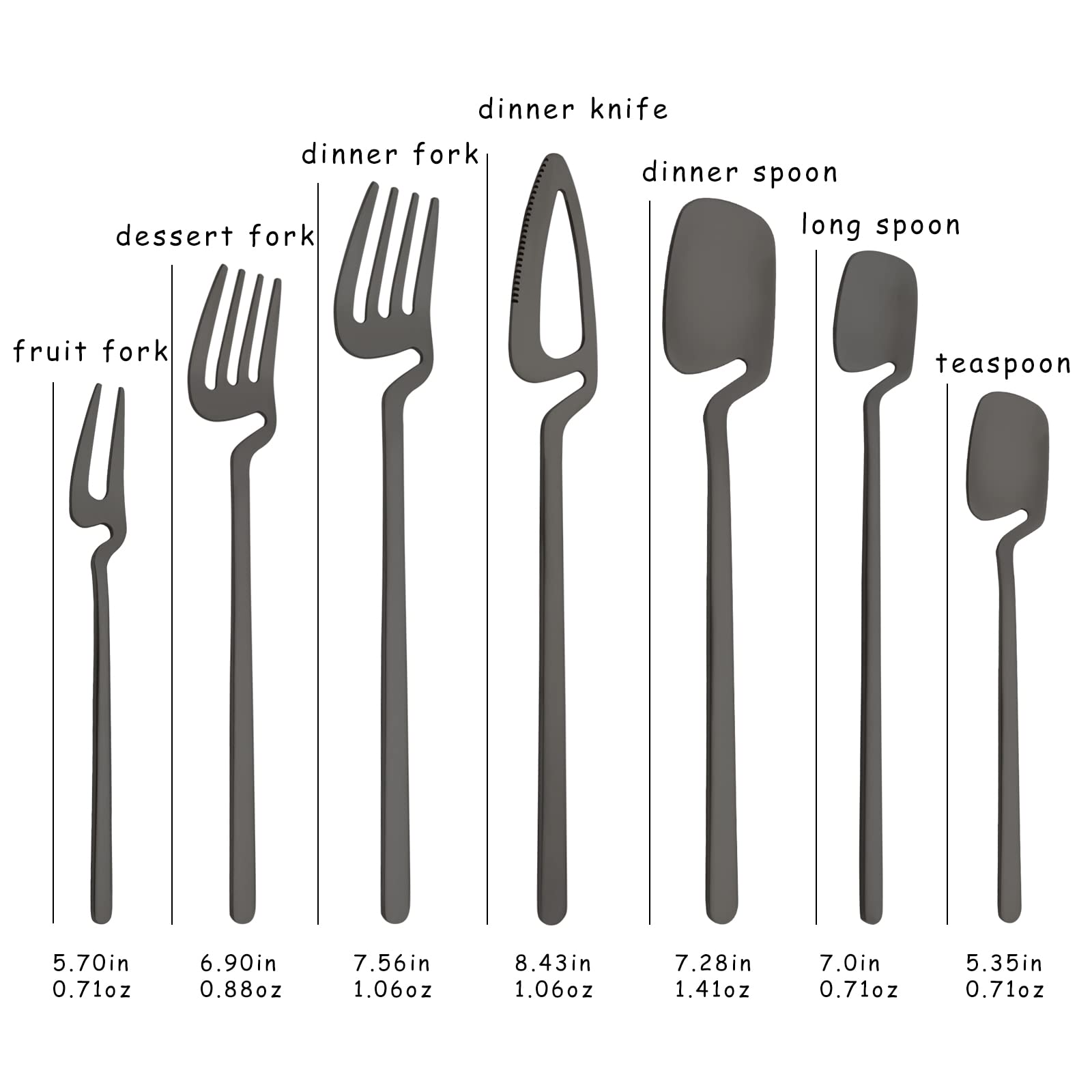 8-Piece Stainless Steel Dessert Forks Set - Matte Black Appetizer & Cocktail Forks for Fruit, Cake, Parties | Reusable for Home, Hotel, Restaurant | Perfect for Weddings, Brunches & Fine Dining (5.7 Inch)