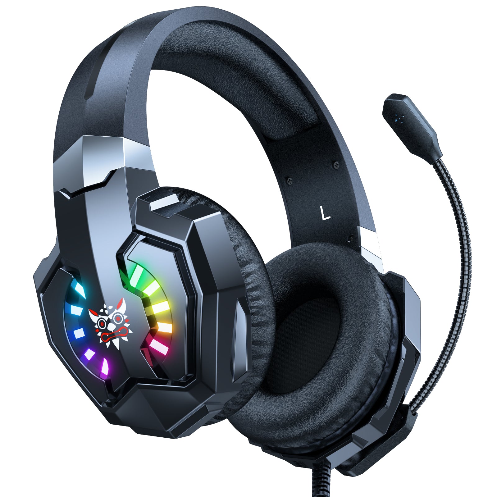 ONIKUMA X32 Wired Gaming Headset with Noise-Canceling Mic, RGB LED Lights & Comfortable Ear Cushions - Perfect for PC, PS4, Xbox Gaming & Online Chat