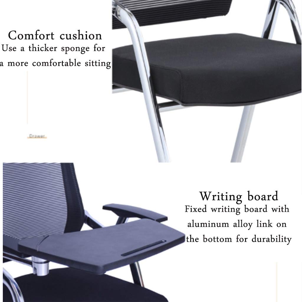 JOYGOOD Folding Conference Chair with Writing Board - Portable One-Piece Student Desk Chair for Training, Meetings & Classrooms (Red, 49x59x87cm) - Perfect for Home Office, School Events & Outdoor Activities