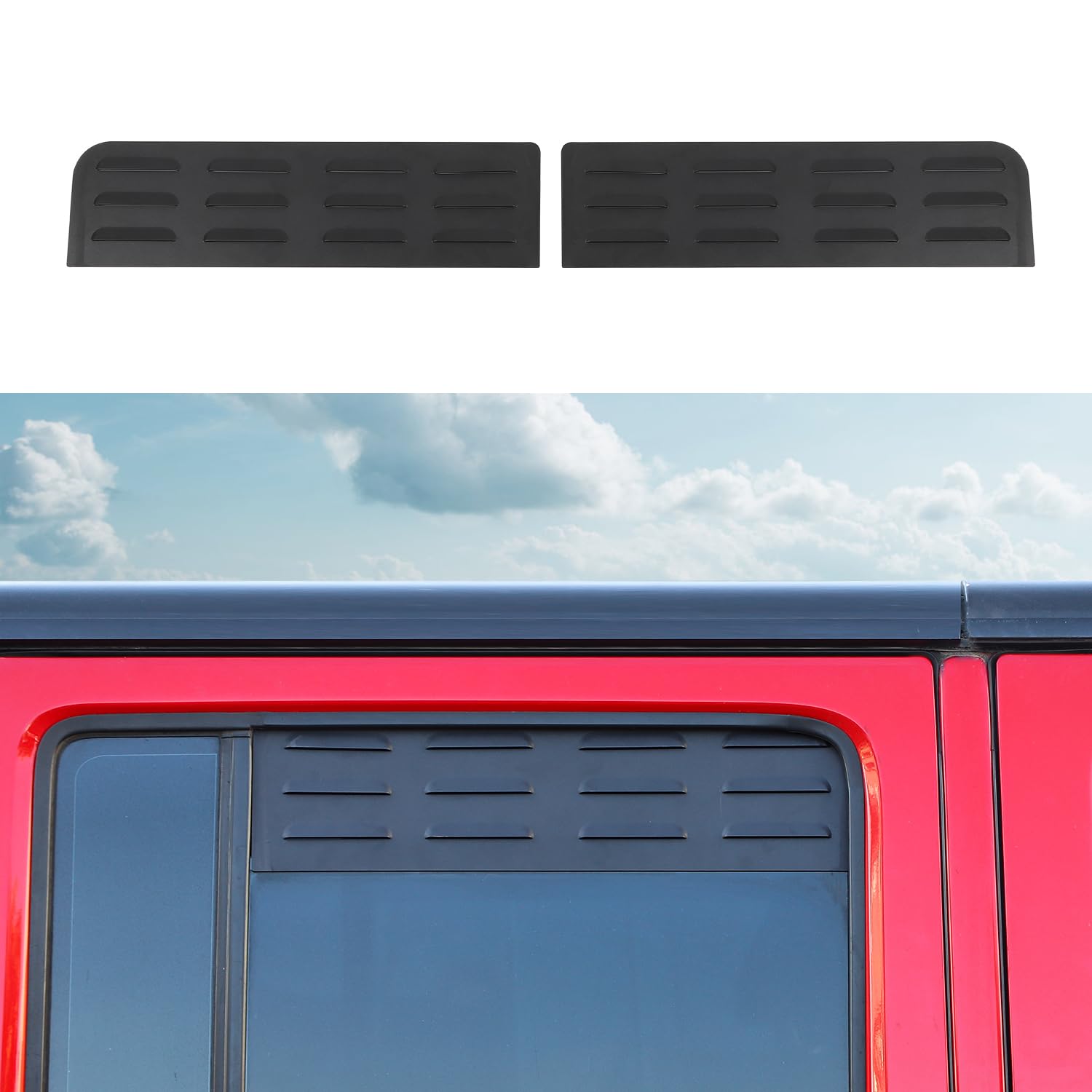 Jeep Wrangler JK Rear Window Louver Cover (2007-2017 Models) - Durable Exterior Air Vent Trim for 4-Door JK Wranglers - Perfect for Off-Roading & Summer Driving Protection