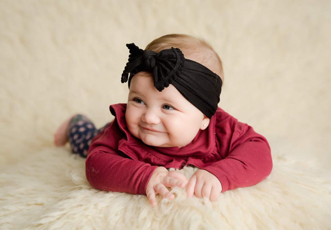 Baby Turban Headbands & Classic Bow Headwraps for Newborns - Soft Infant Hair Accessories for Girls & Boys - Perfect Baby Shower Gifts, Photography Props & Everyday Outfits