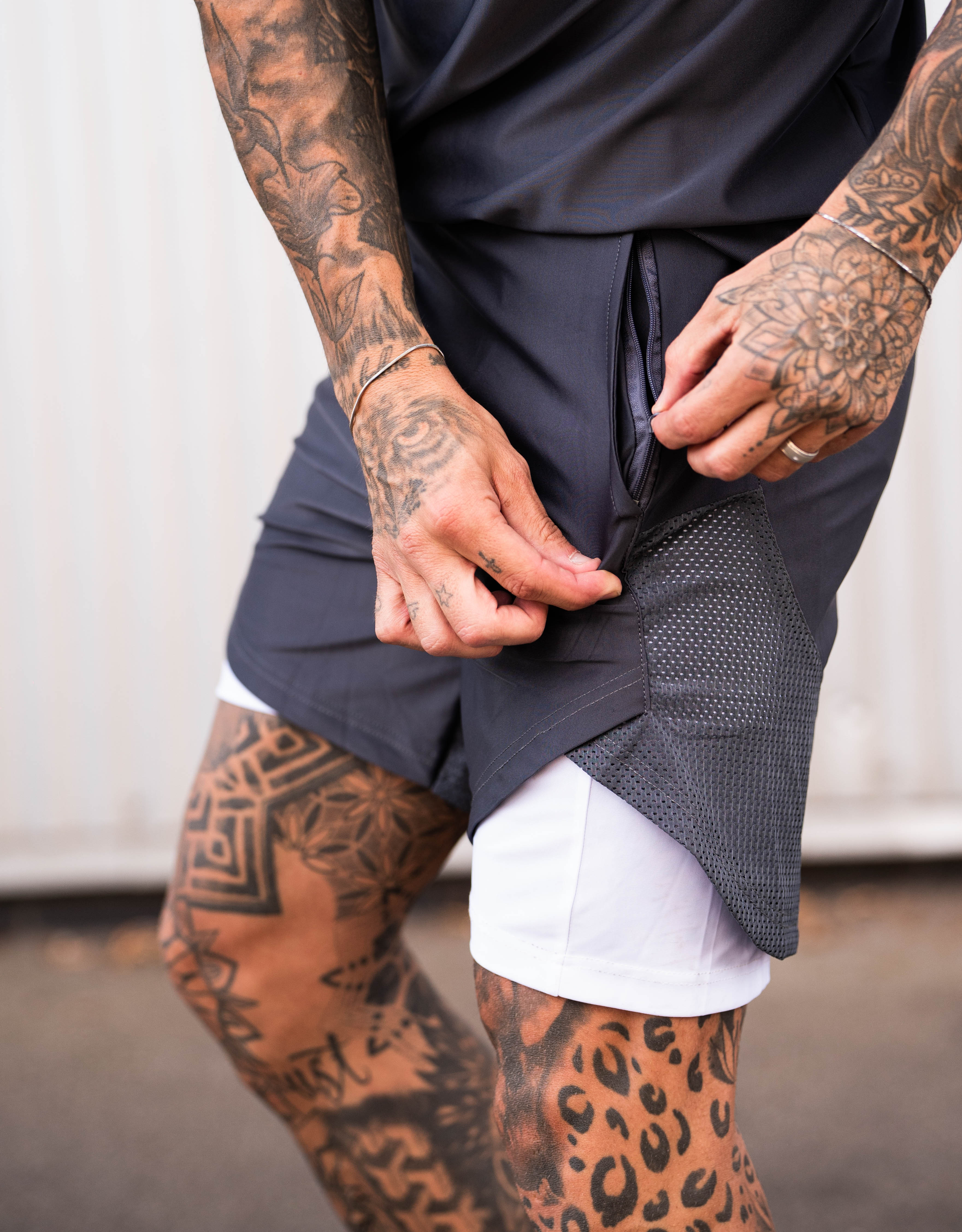 Cerus Grey Hybrid 2-in-1 Running Shorts with Built-in Liner - Men's Athletic Workout & Gym Shorts for Running, Training, and Outdoor Activities