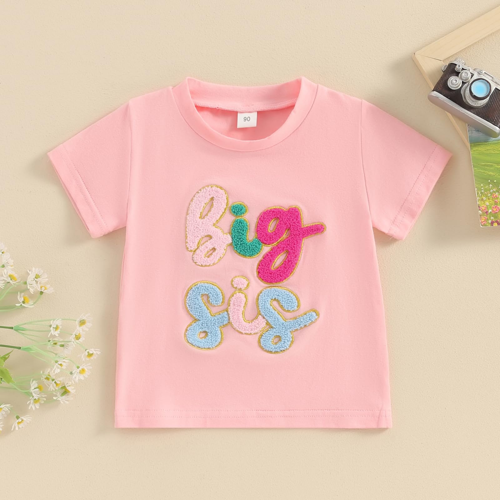 TwoPumpkin Baby Girl Matching Outfits - Bubble Romper & Big Sister Shirt for Newborn Toddler - Family Photo & Special Occasions